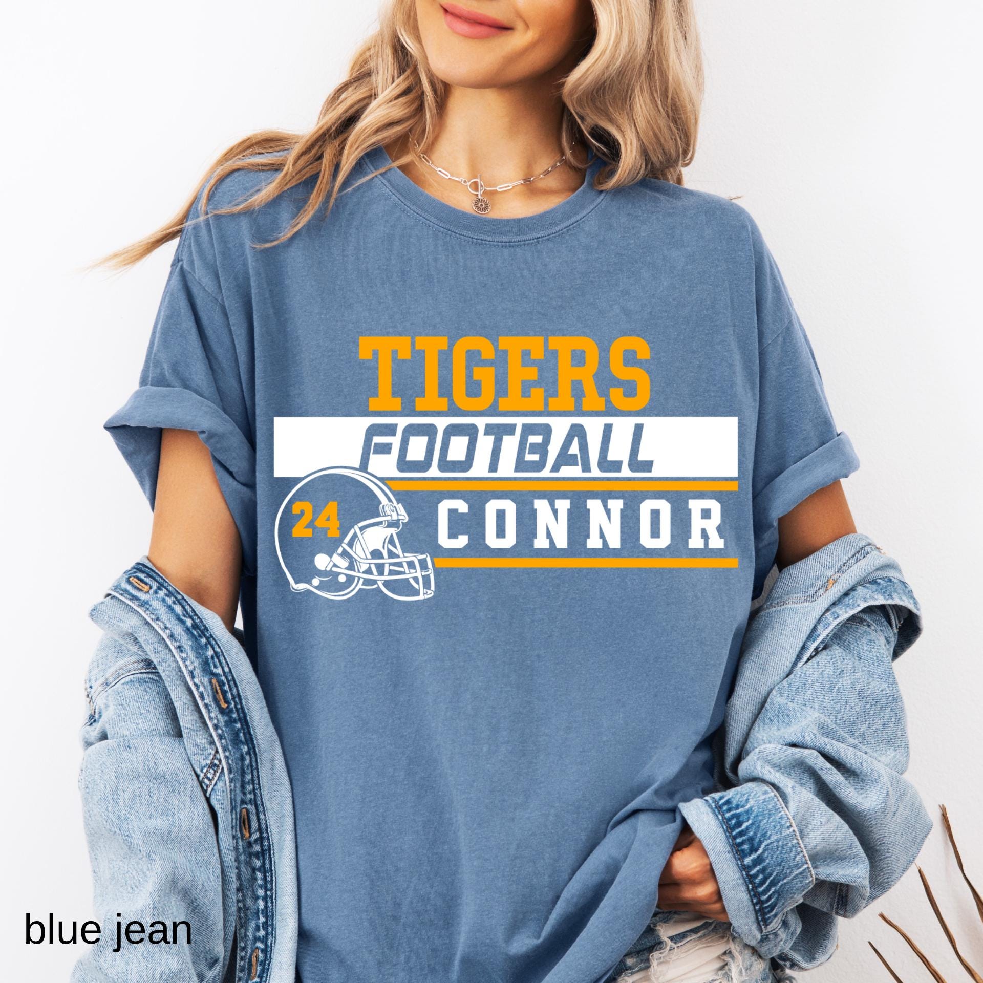 Custom Football Team Name & Number Comfort Colors Tee