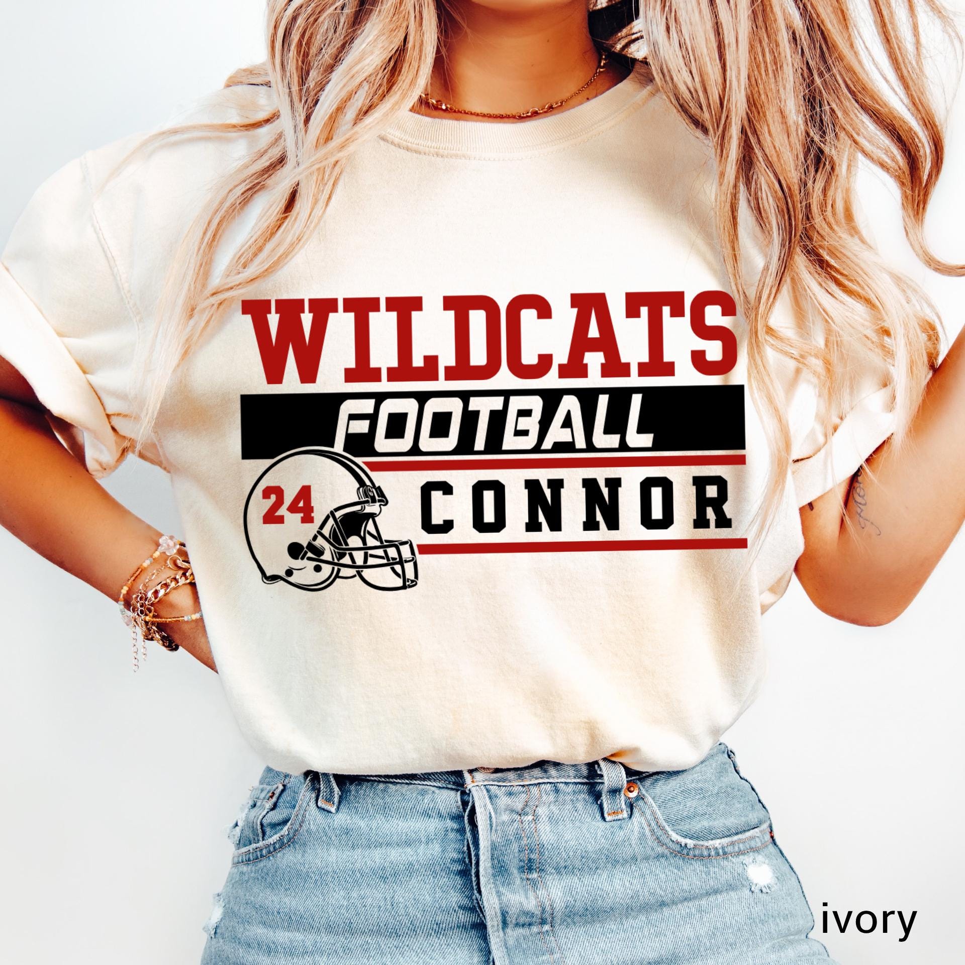 Custom Football Team Name & Number Comfort Colors Tee