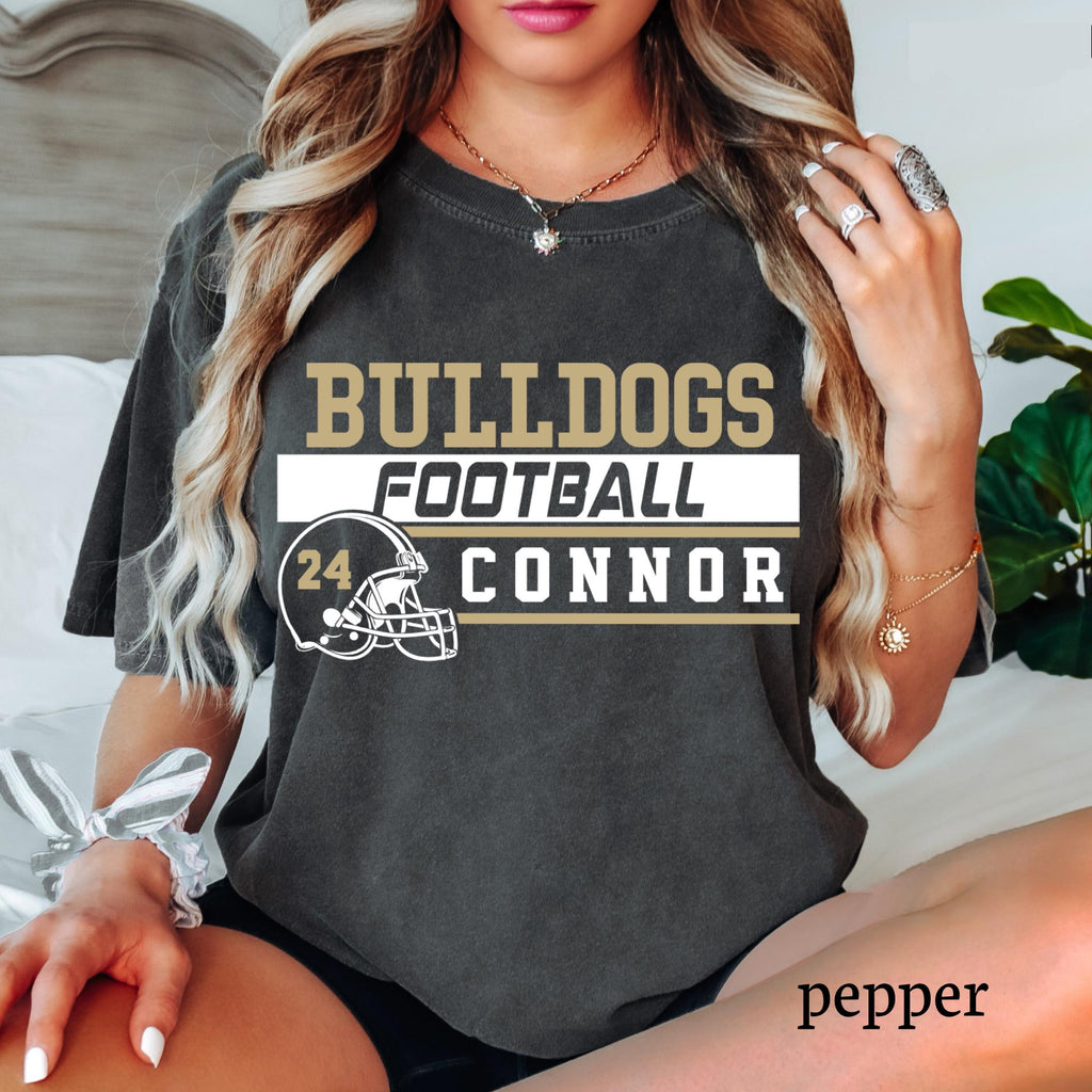 Custom Football Team Name & Number Comfort Colors Tee