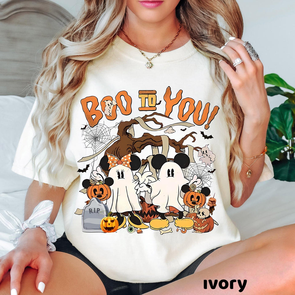 Magical Mouse Halloween Ghost Comfort Colors Shirt, Boo To You Spooky Season Tee, Retro Magical Kingdom Shirt, Spooky Mouse Ears Ghost Top