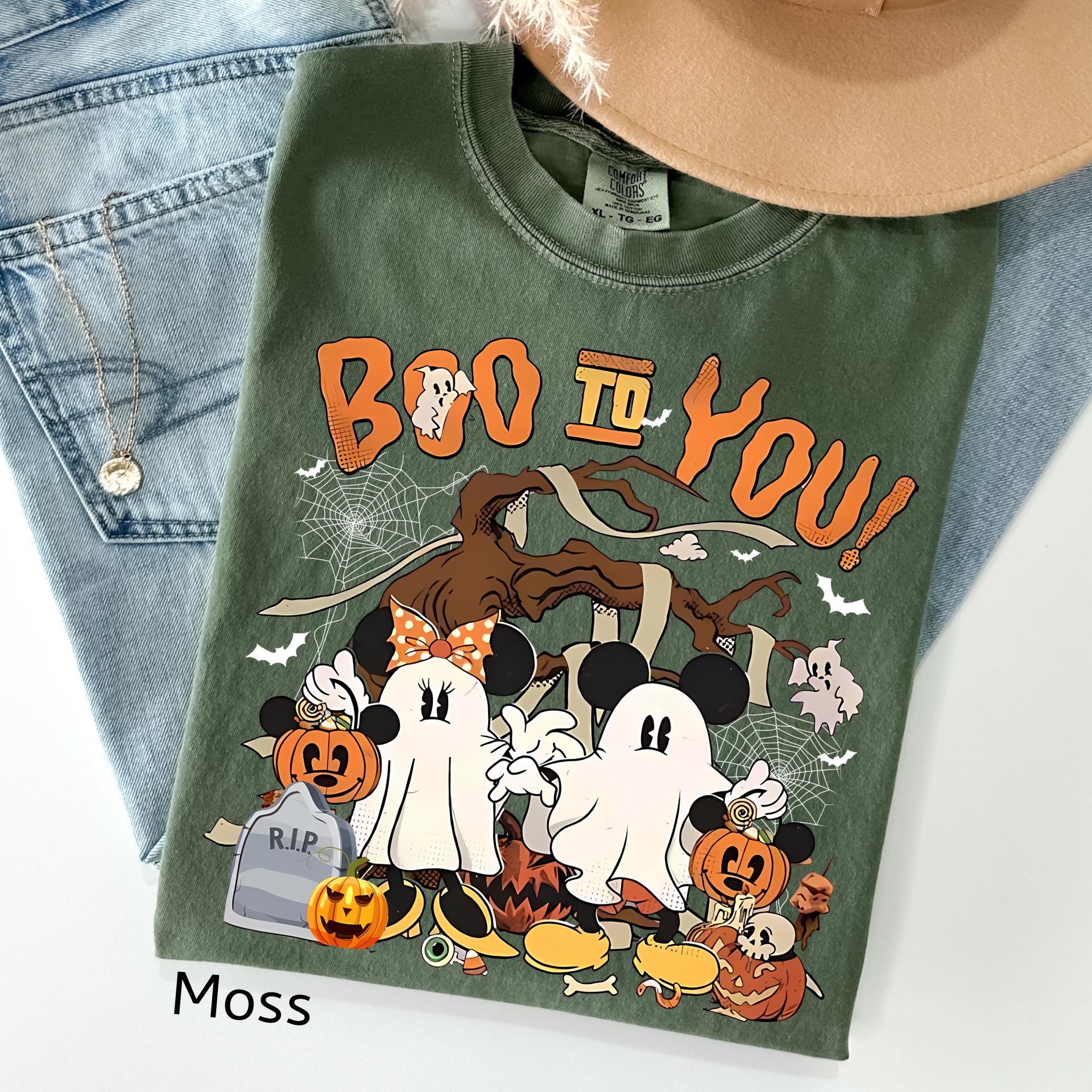 Magical Mouse Halloween Ghost Comfort Colors Shirt, Boo To You Spooky Season Tee, Retro Magical Kingdom Shirt, Spooky Mouse Ears Ghost Top