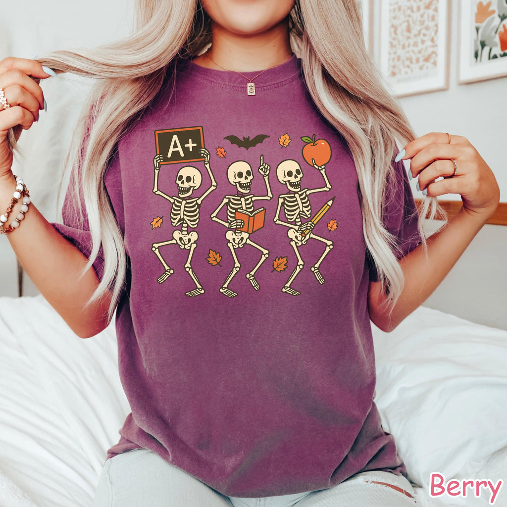Comfort Colors Halloween Teacher Shirt: Funny Skeleton Tee