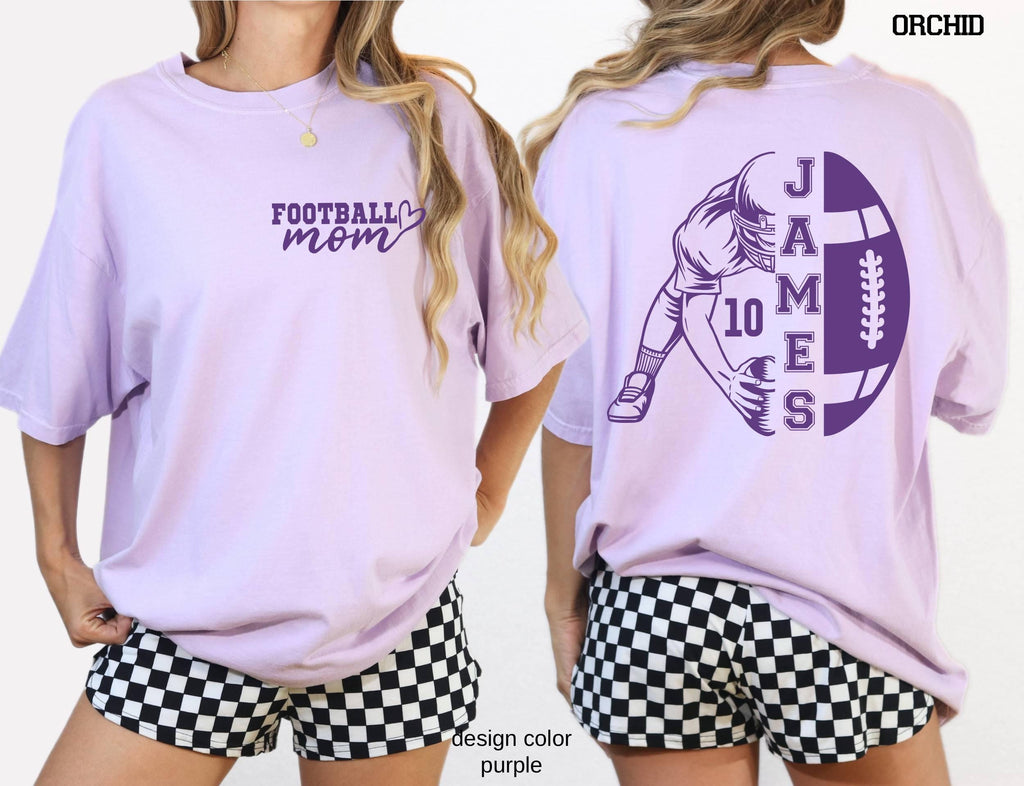 Comfort Colors© Custom Football Cheer Mom Shirt Family Gameday Mom of Both Shirt Football Cheer Gift for Mom Cheer and Football High School