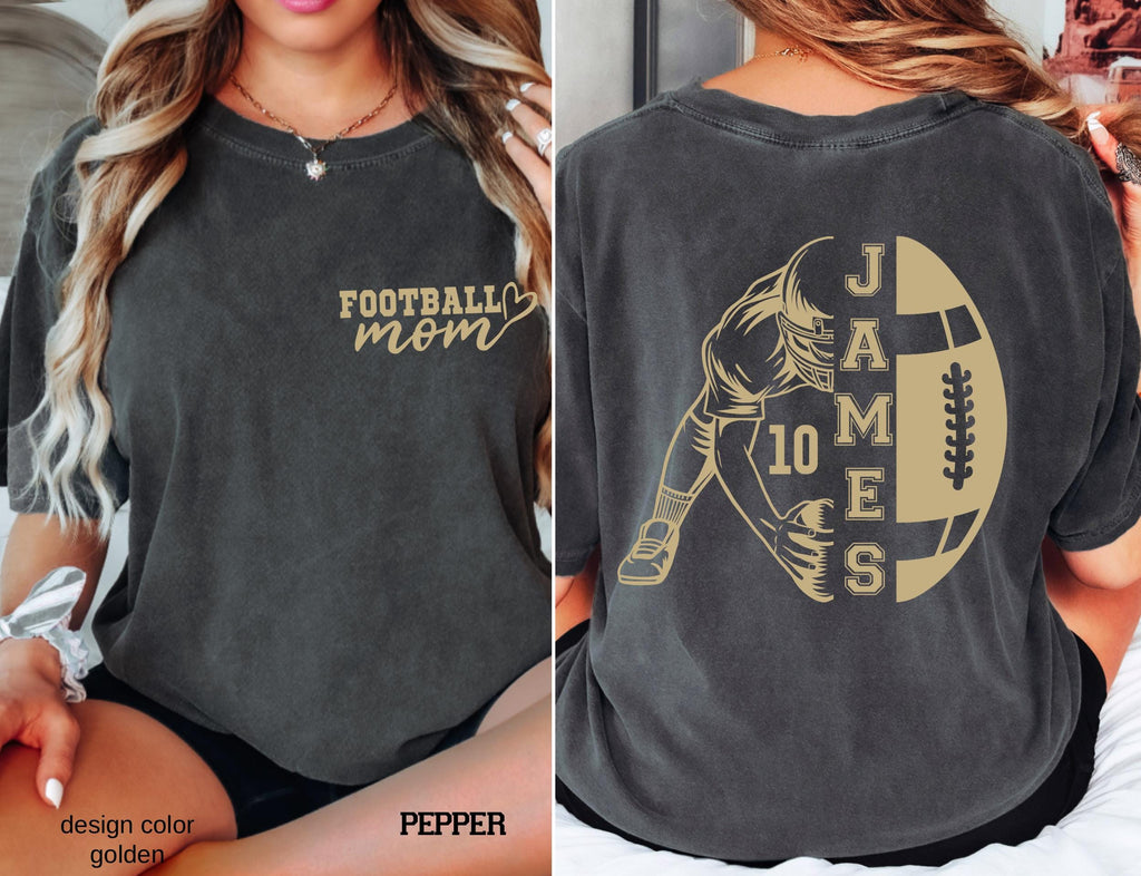 Comfort Colors© Custom Football Cheer Mom Shirt Family Gameday Mom of Both Shirt Football Cheer Gift for Mom Cheer and Football High School