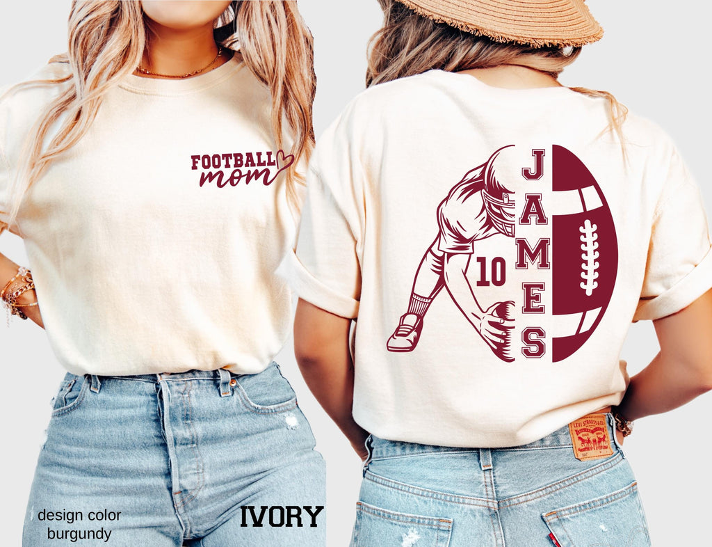 Comfort Colors© Custom Football Cheer Mom Shirt Family Gameday Mom of Both Shirt Football Cheer Gift for Mom Cheer and Football High School