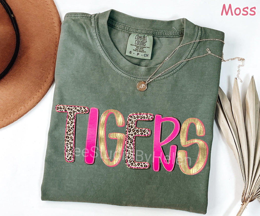 Comfort Colors® Retro Tigers Shirt, Football Game Day Shirt, School Mascot Shirt, School Spirit Shirt Tailgate Football Mom Shirt Sports Tee