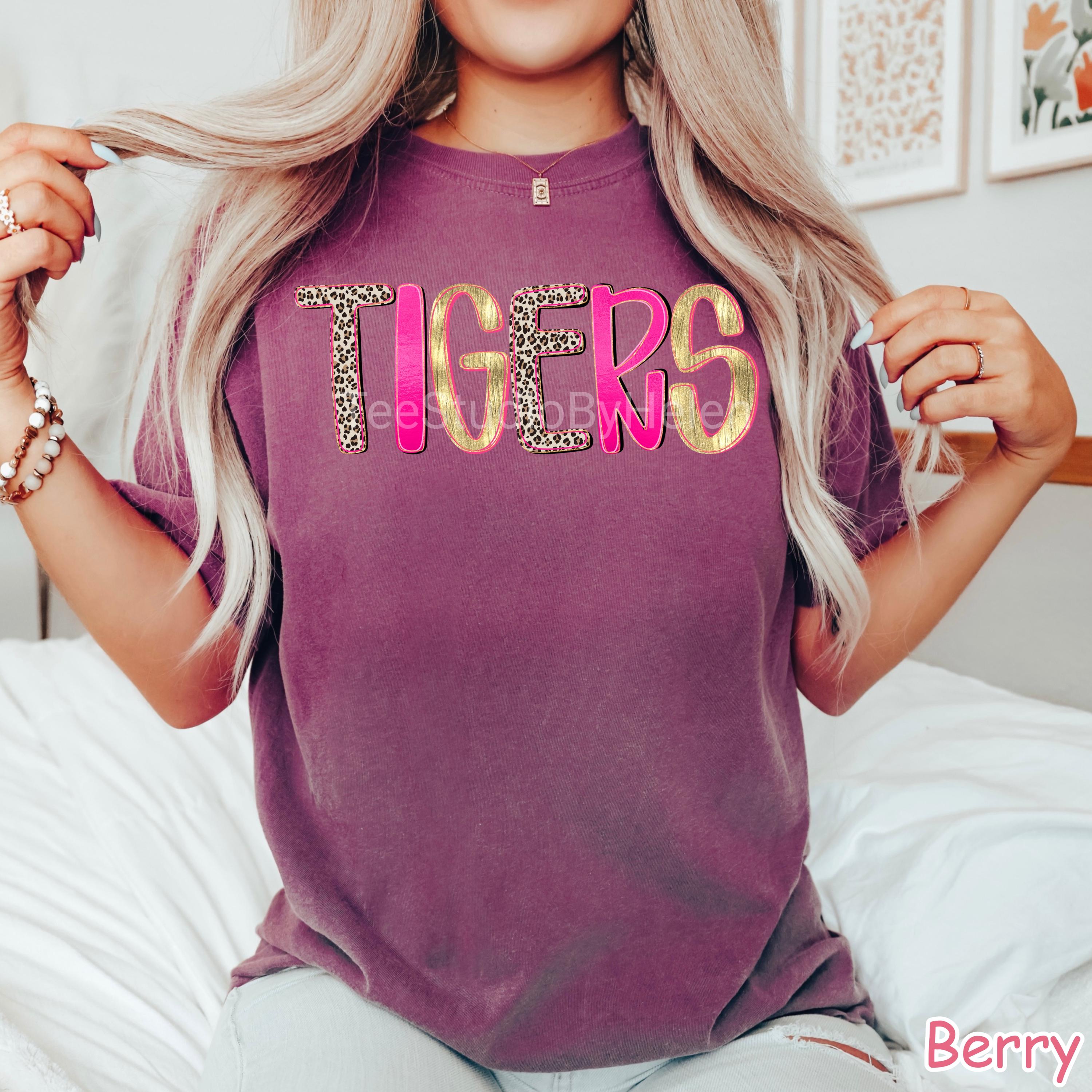 Comfort Colors® Retro Tigers Shirt, Football Game Day Shirt, School Mascot Shirt, School Spirit Shirt Tailgate Football Mom Shirt Sports Tee