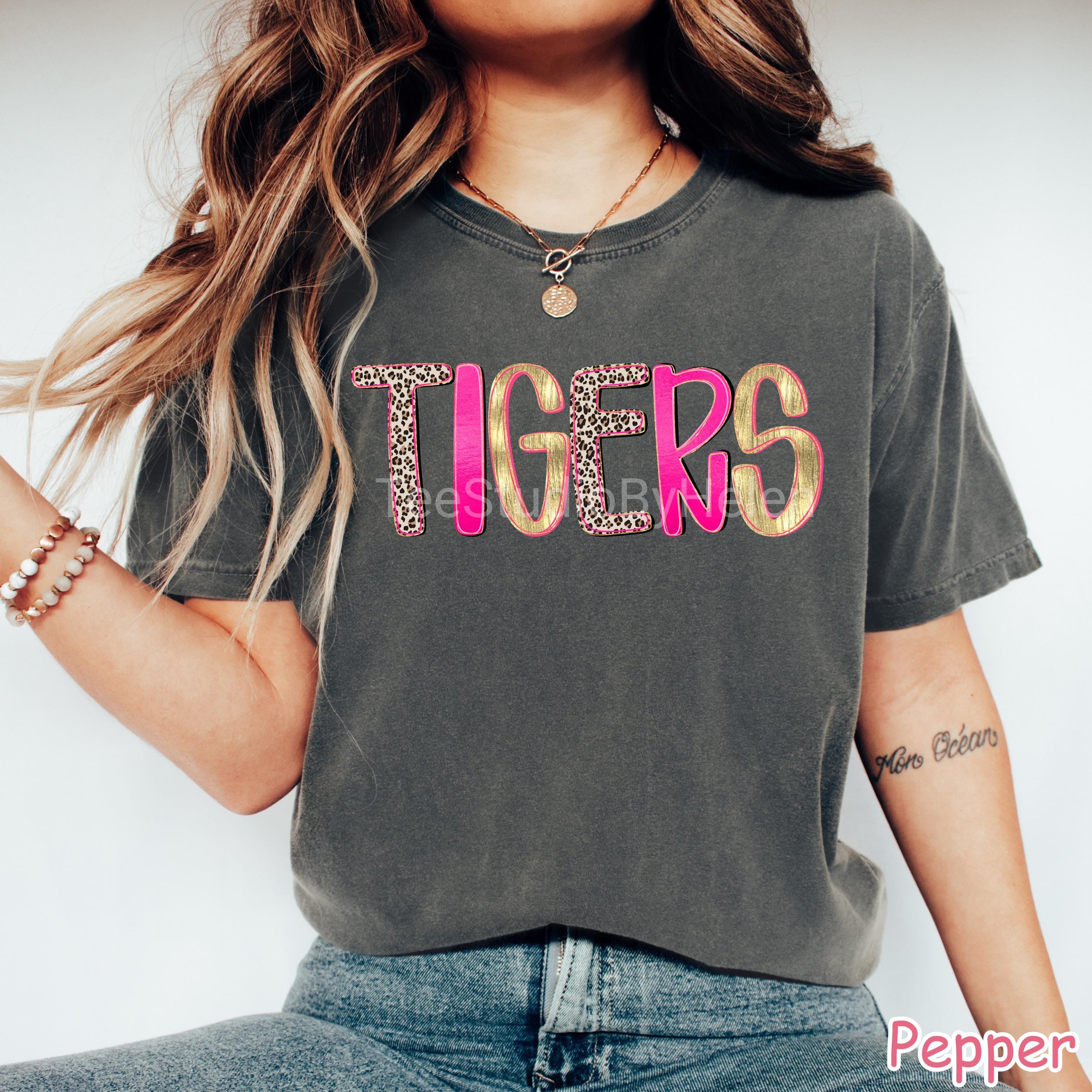 Comfort Colors® Retro Tigers Shirt, Football Game Day Shirt, School Mascot Shirt, School Spirit Shirt Tailgate Football Mom Shirt Sports Tee