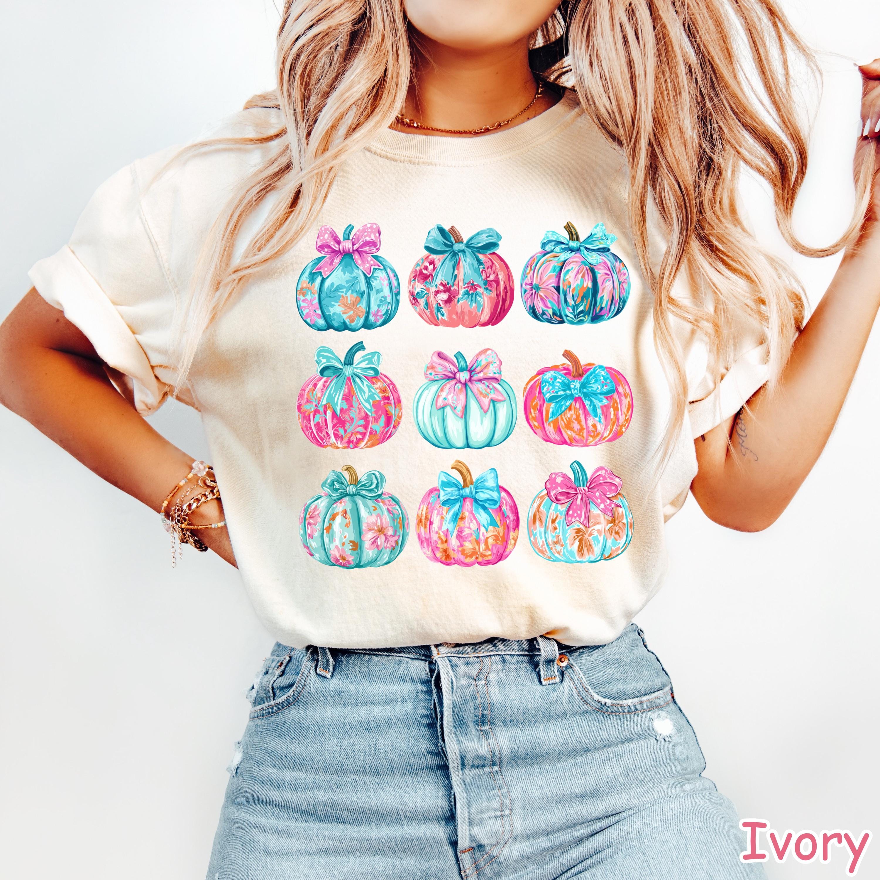 Comfort Colors® Coquette Pumpkin Shirt, Cute Fall Pumpkins Shirt, Preppy Fall Shirt, Autumn Shirt, Floral Pumpkin Tee, Cozy Fall Shirt Women