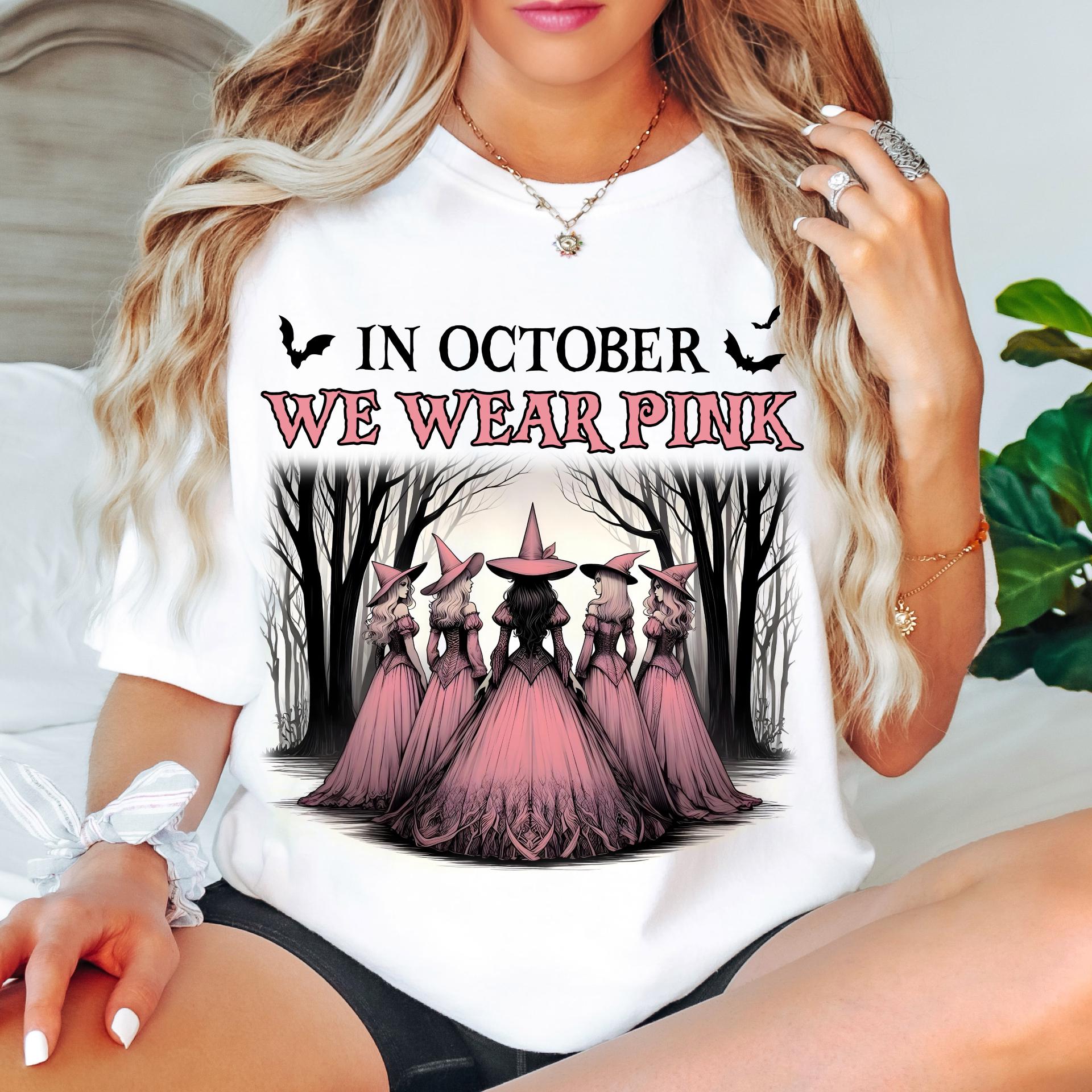 Comfort Colors Breast Cancer Awareness Shirt, Pink Halloween Witch Tee