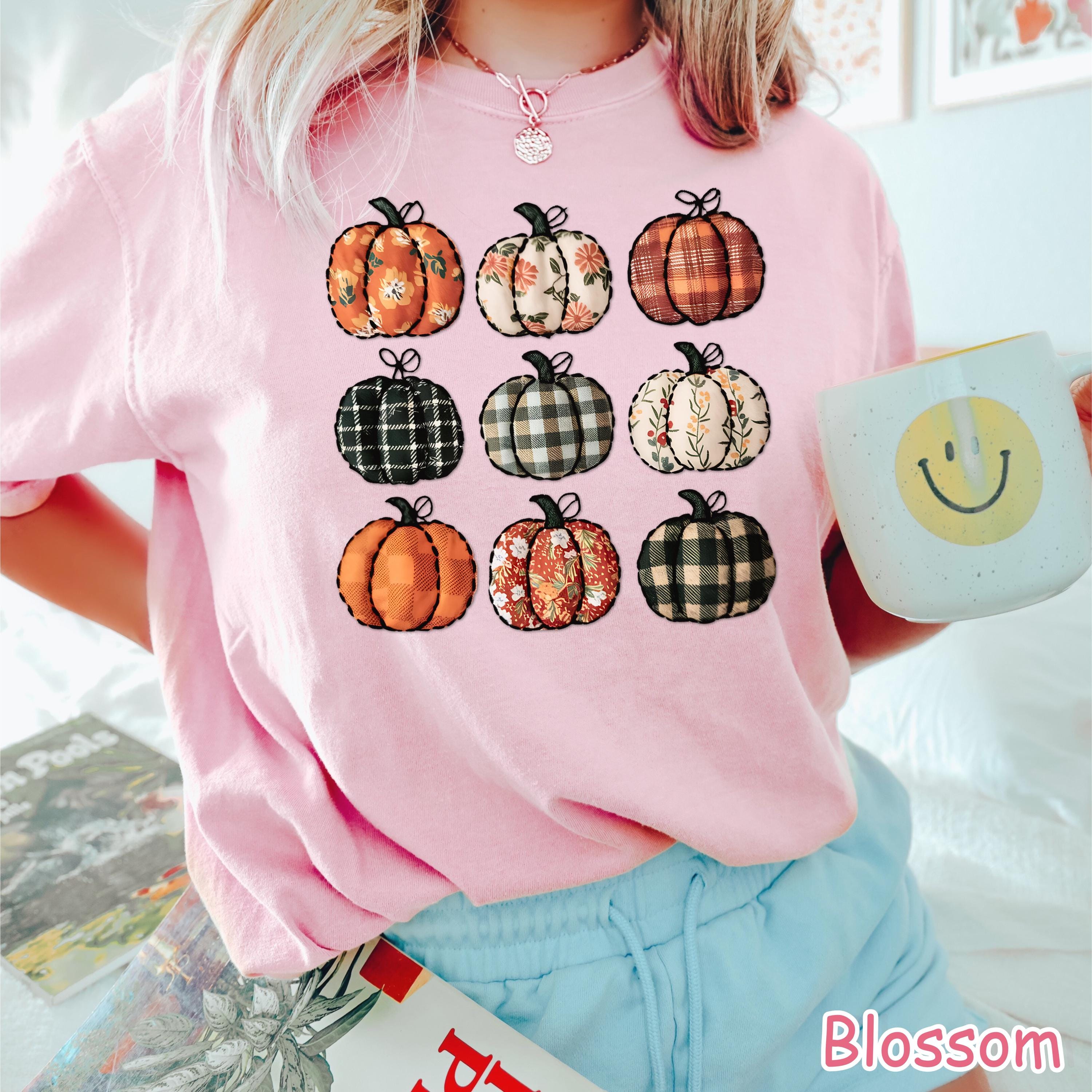 Comfort Colors® Patchwork Pumpkin Shirt, Retro Fall Pumpkin Shirt, Vintage Pumpkins Tee, Autumn Harvest Shirt, Pumpkin Patch Shirt for Women