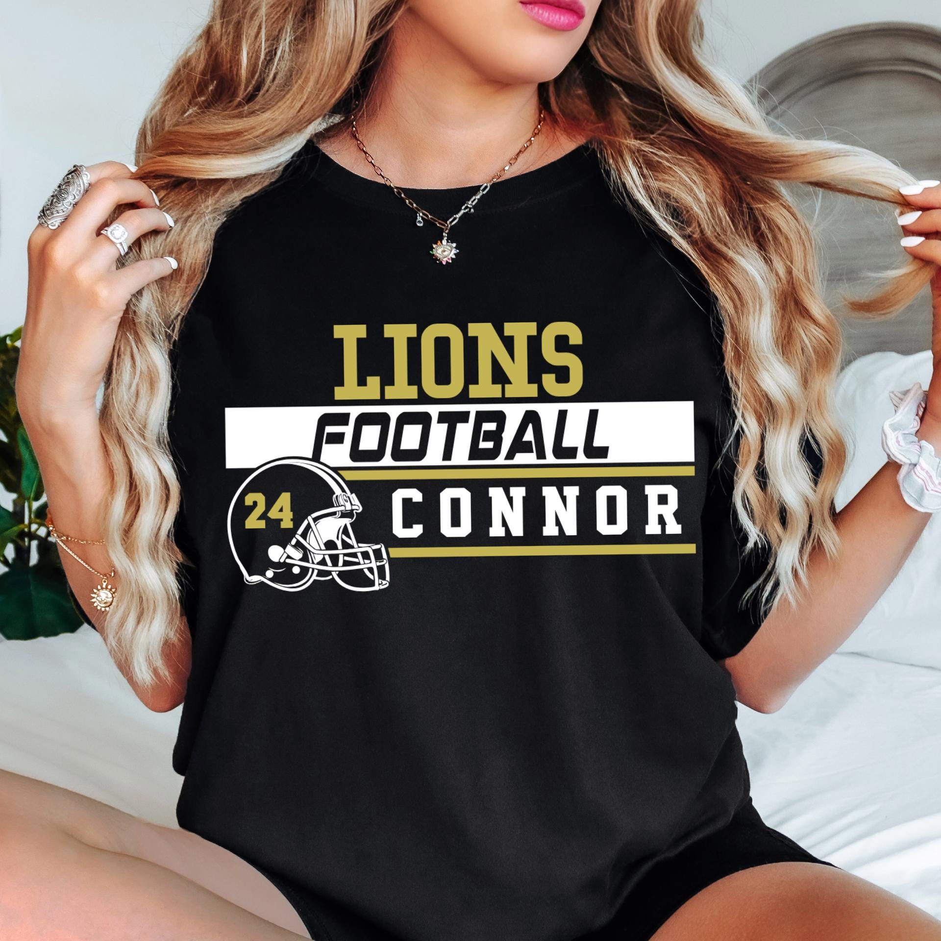 Custom Football Team Name & Number Comfort Colors Tee