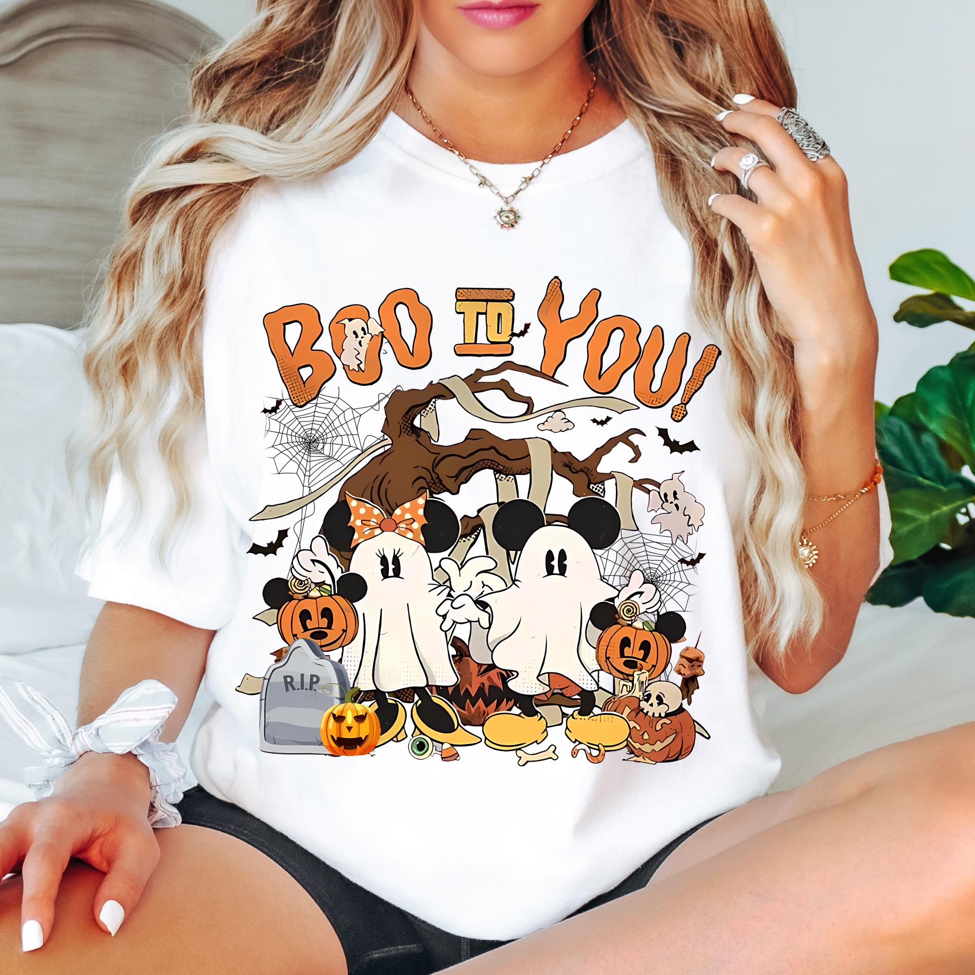 Magical Mouse Halloween Ghost Comfort Colors Shirt, Boo To You Spooky Season Tee, Retro Magical Kingdom Shirt, Spooky Mouse Ears Ghost Top