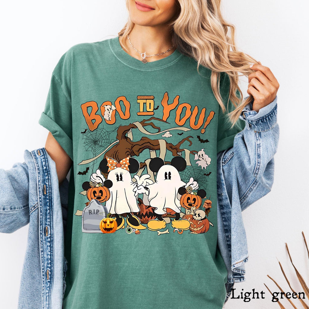 Magical Mouse Halloween Ghost Comfort Colors Shirt, Boo To You Spooky Season Tee, Retro Magical Kingdom Shirt, Spooky Mouse Ears Ghost Top