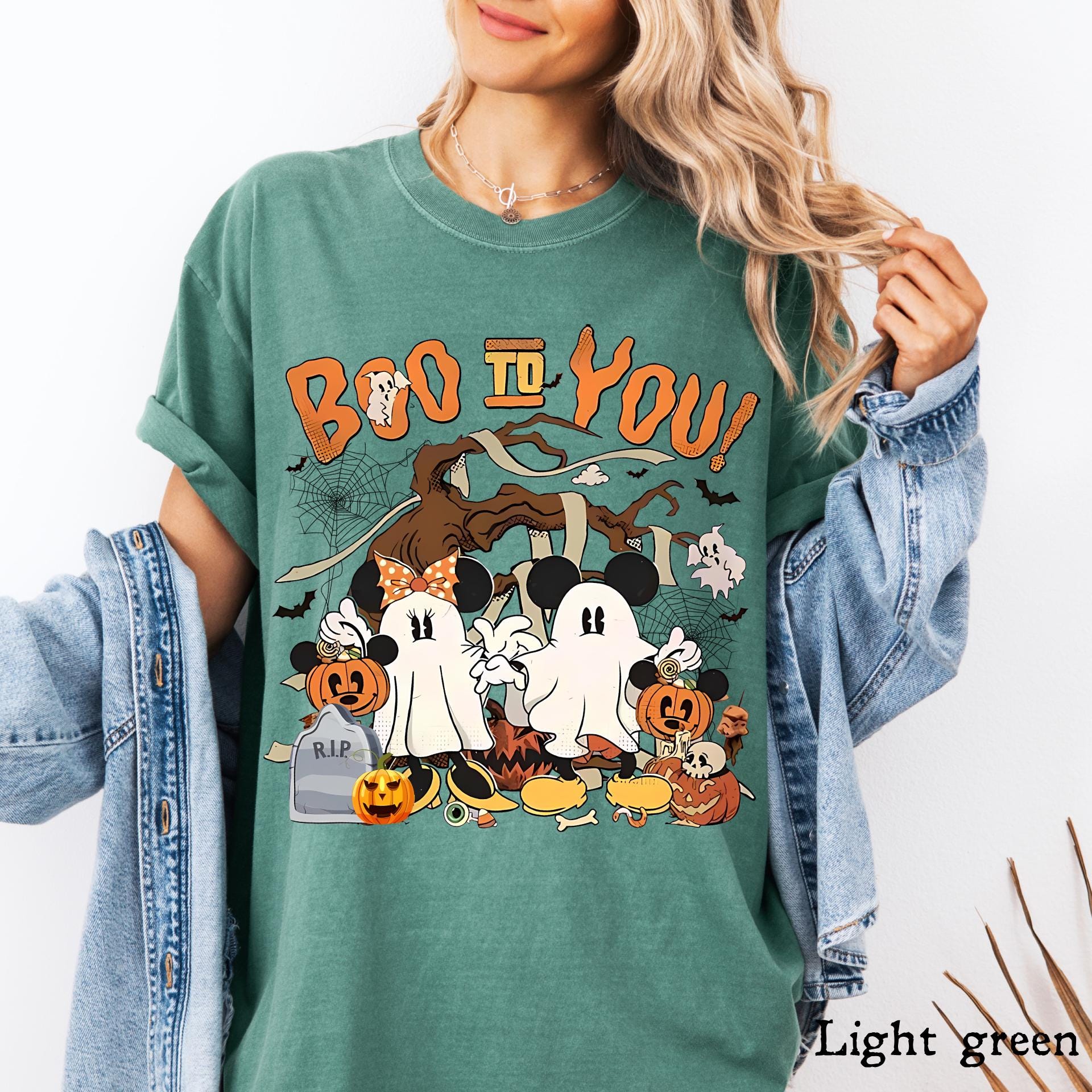 Magical Mouse Halloween Ghost Comfort Colors Shirt, Boo To You Spooky Season Tee, Retro Magical Kingdom Shirt, Spooky Mouse Ears Ghost Top