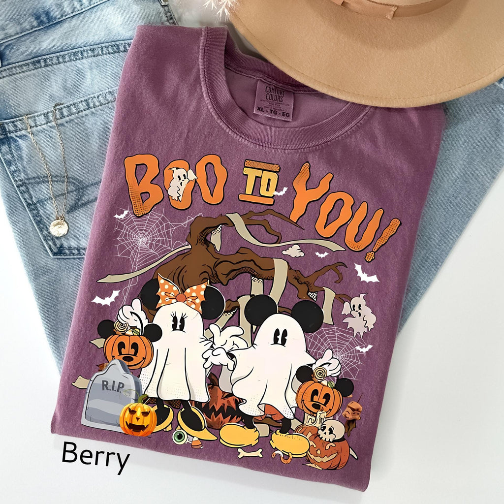 Magical Mouse Halloween Ghost Comfort Colors Shirt, Boo To You Spooky Season Tee, Retro Magical Kingdom Shirt, Spooky Mouse Ears Ghost Top