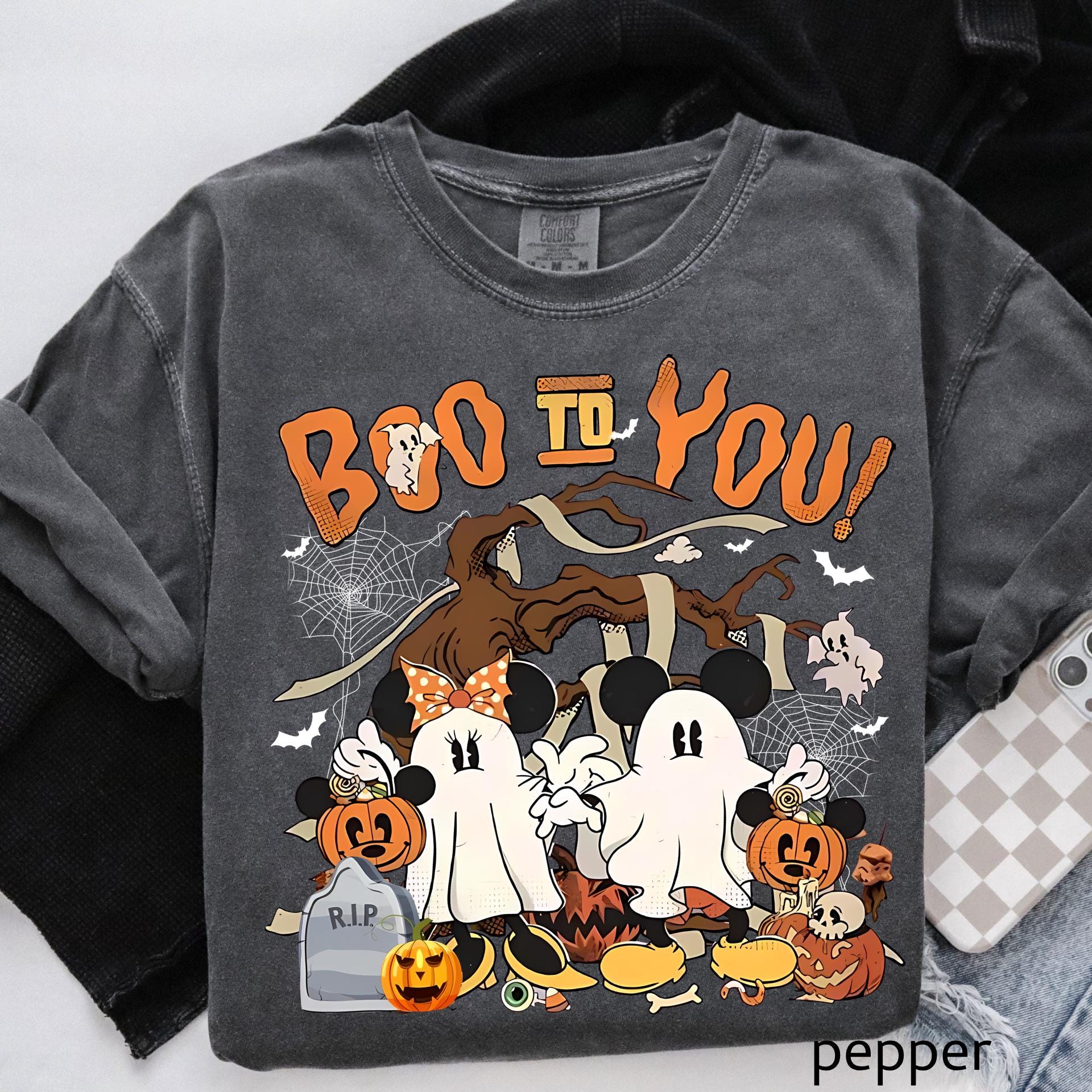 Magical Mouse Halloween Ghost Comfort Colors Shirt, Boo To You Spooky Season Tee, Retro Magical Kingdom Shirt, Spooky Mouse Ears Ghost Top