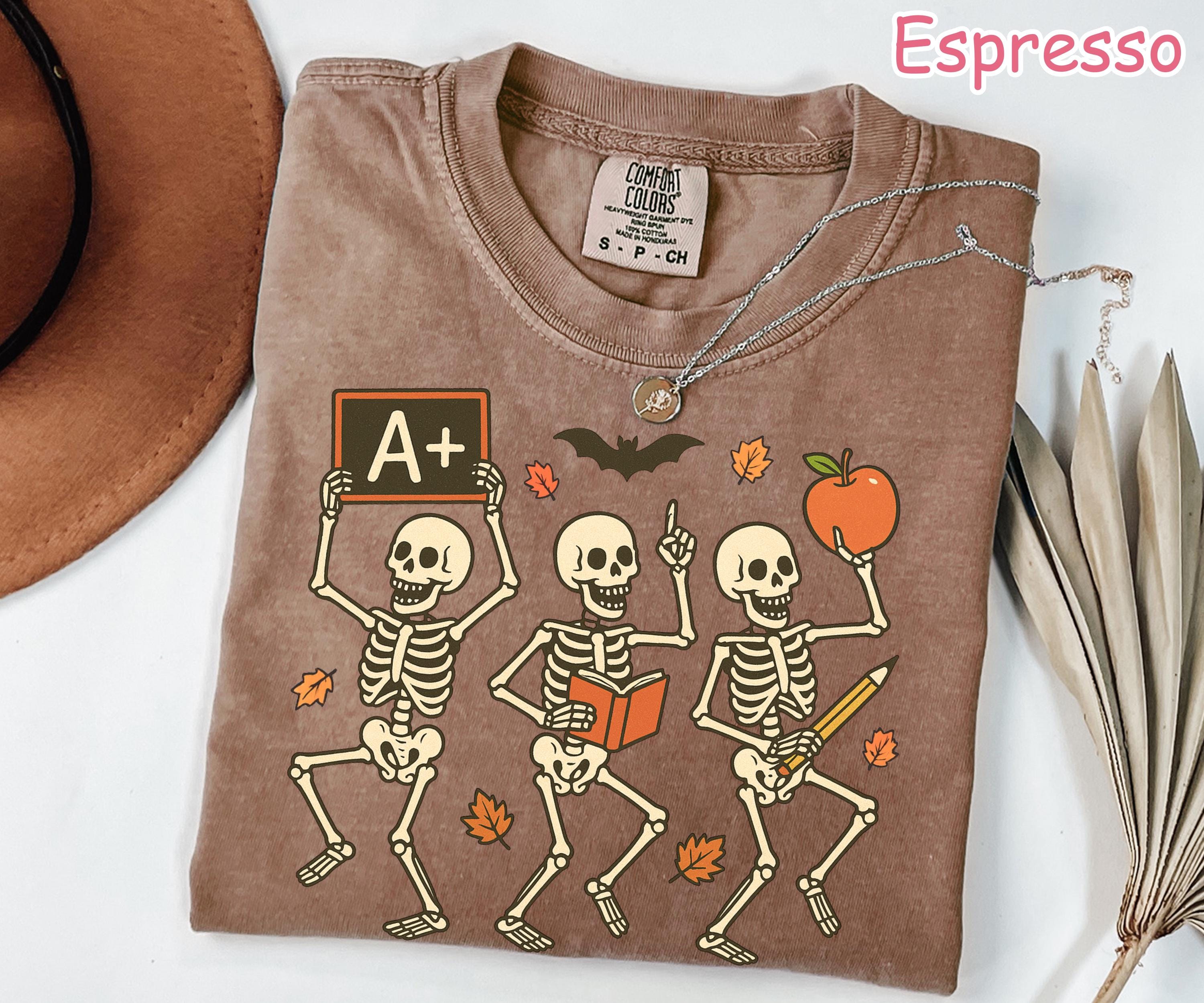 Comfort Colors Halloween Teacher Shirt: Funny Skeleton Tee