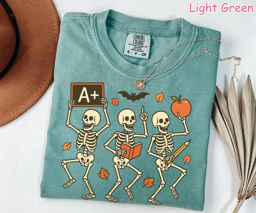 Comfort Colors Halloween Teacher Shirt: Funny Skeleton Tee