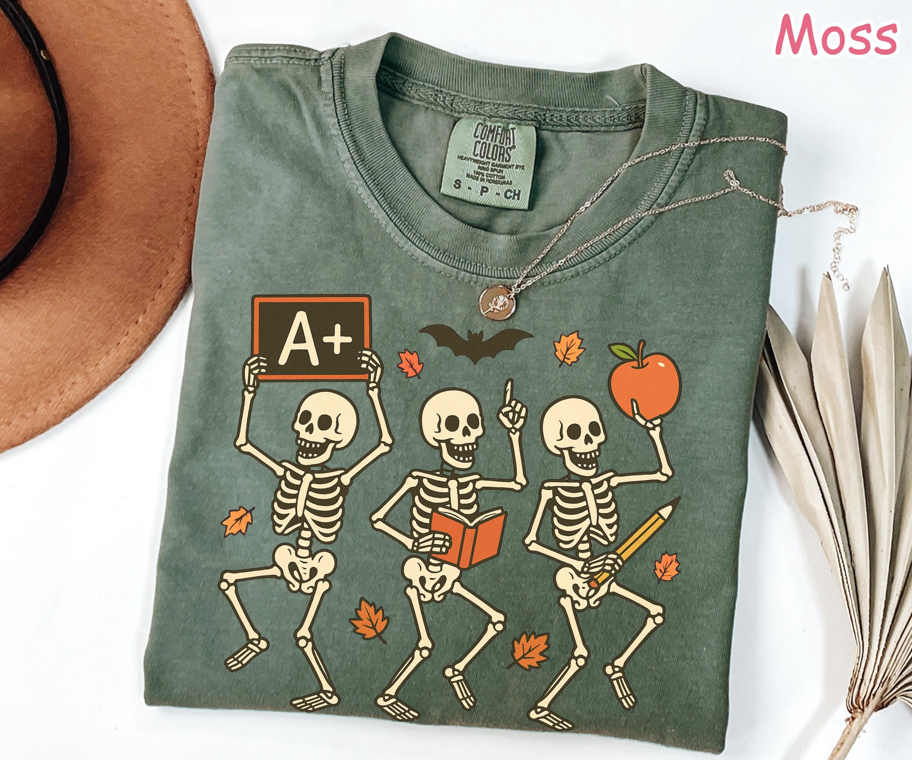 Comfort Colors Halloween Teacher Shirt: Funny Skeleton Tee