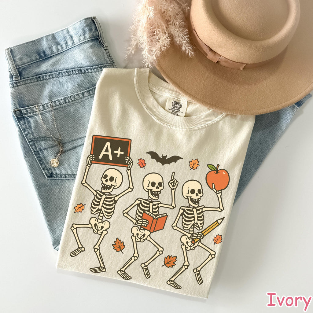 Comfort Colors Halloween Teacher Shirt: Funny Skeleton Tee