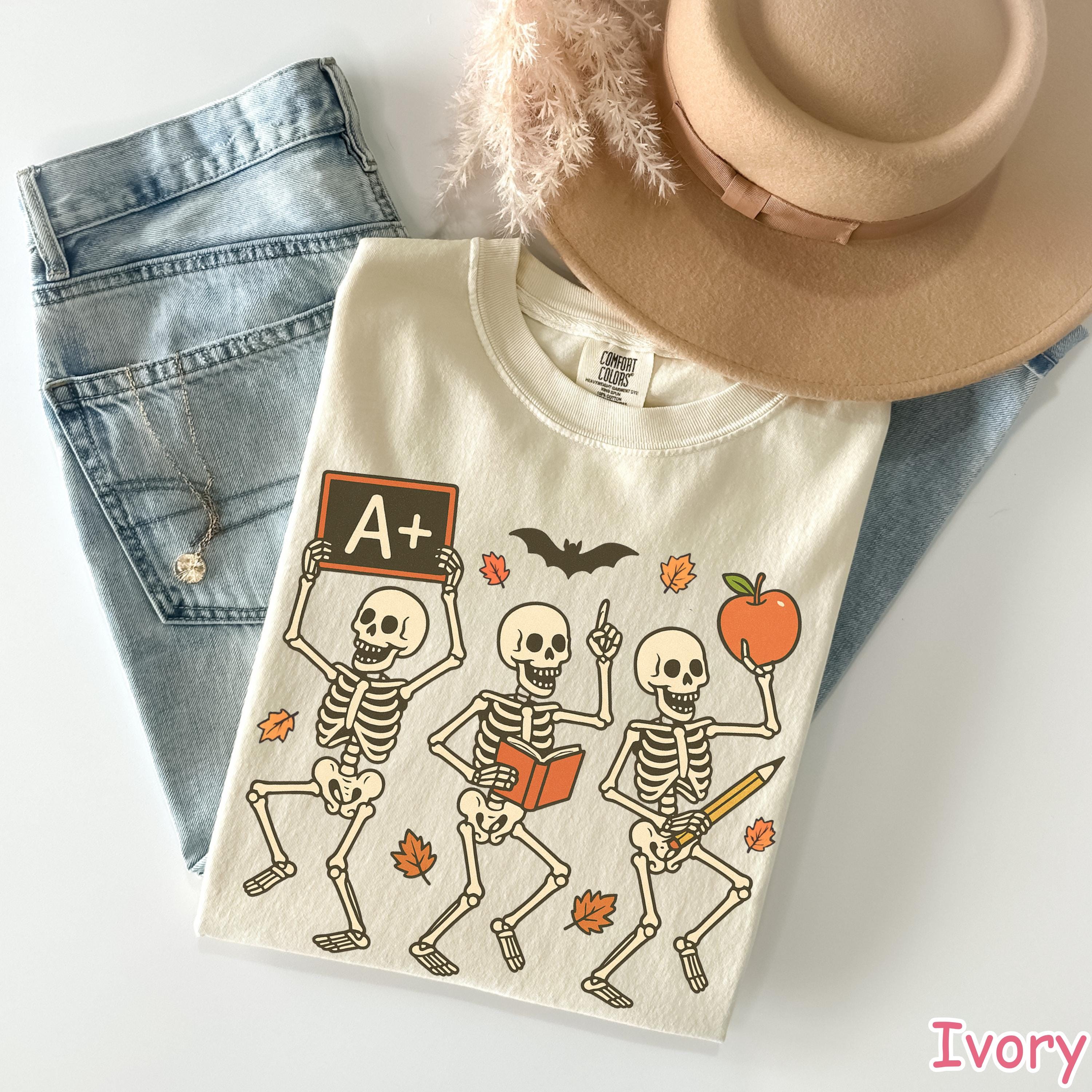 Comfort Colors Halloween Teacher Shirt: Funny Skeleton Tee