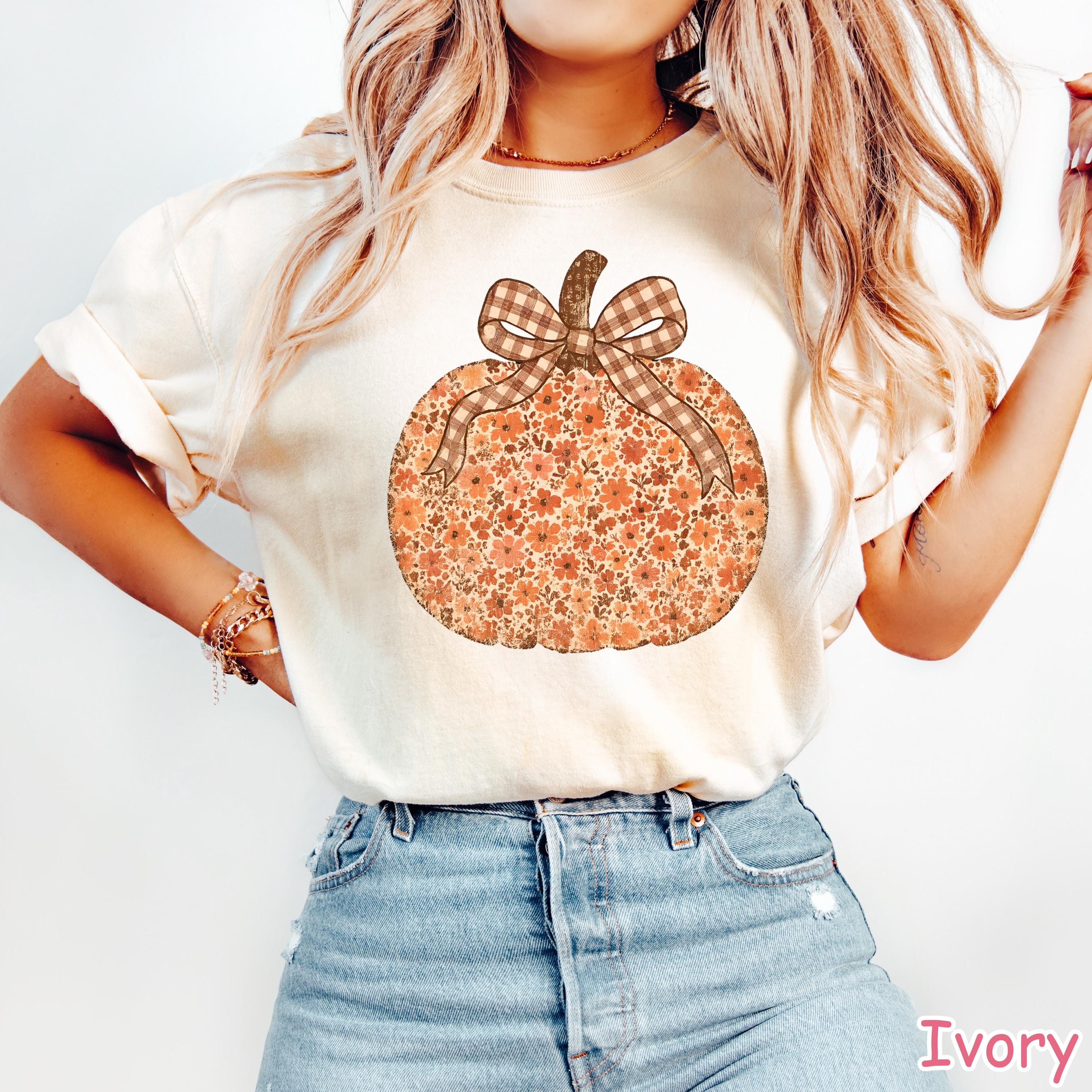 Comfort Colors® Boho Floral Pumpkin Shirt, Coquette Fall Pumpkin Shirt, Pumpkin Patch Shirt, Cute Autumn Shirt, Vintage Fall Shirt for Women