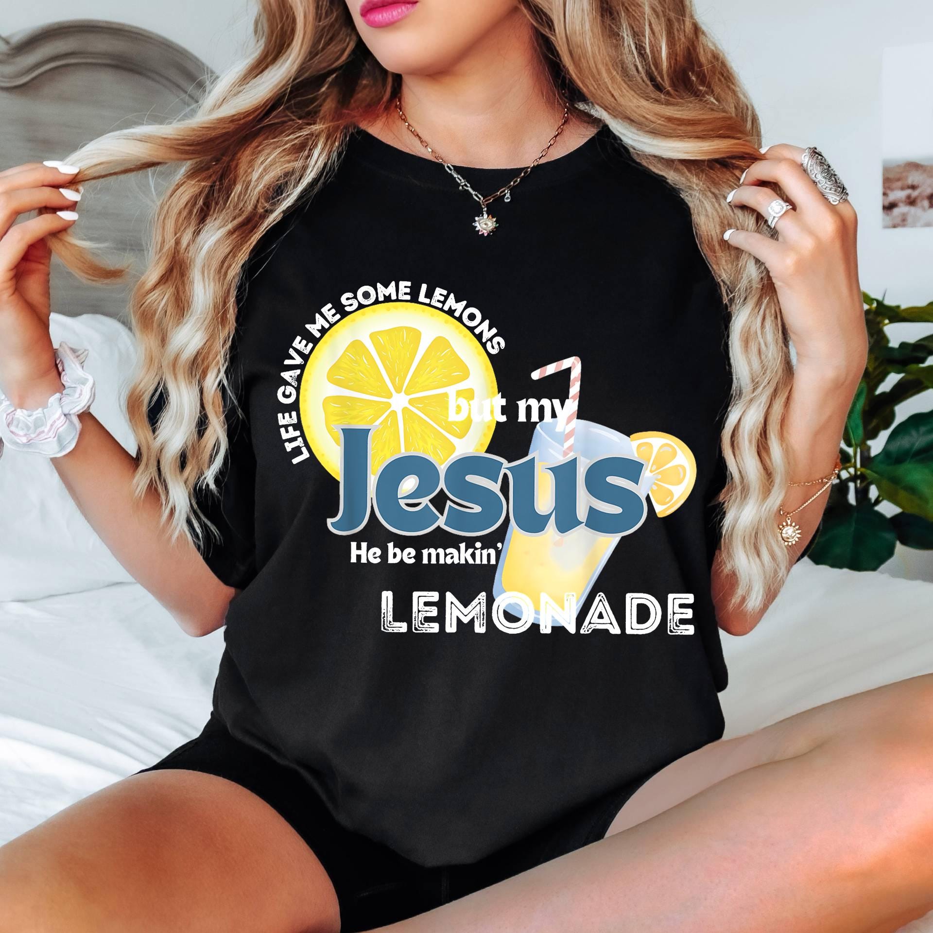 Comfort Colors© Life Gave Me Some Lemons Shirt But My Jesus He Be Makin' Lemonade, Christian T-shirt, God's Got My Back Funny Lemonade Tee