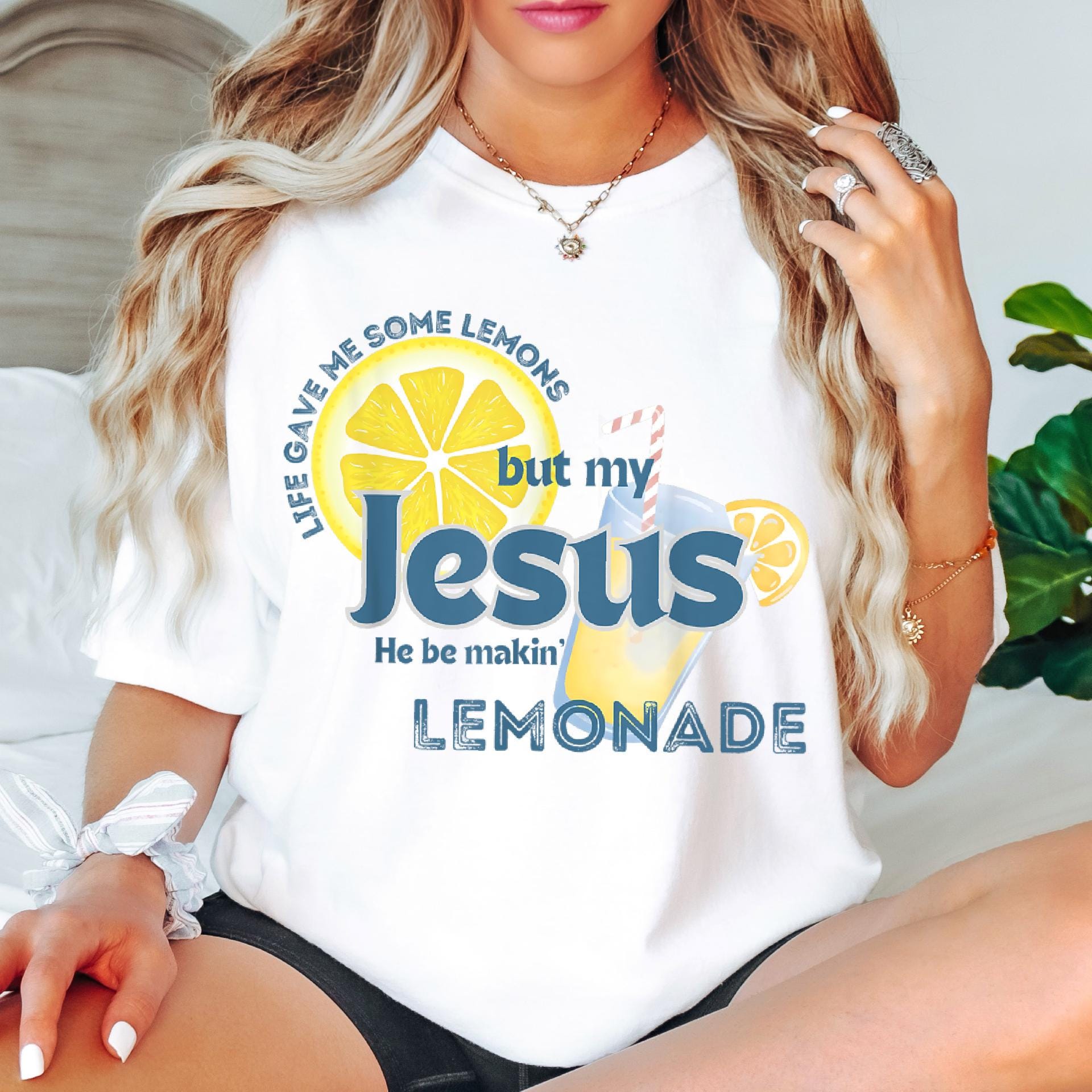Comfort Colors© Life Gave Me Some Lemons Shirt But My Jesus He Be Makin' Lemonade, Christian T-shirt, God's Got My Back Funny Lemonade Tee