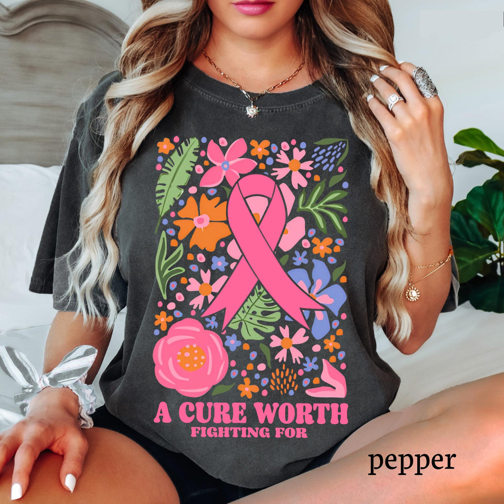 Comfort Colors Boho Floral Breast Cancer Awareness Shirt