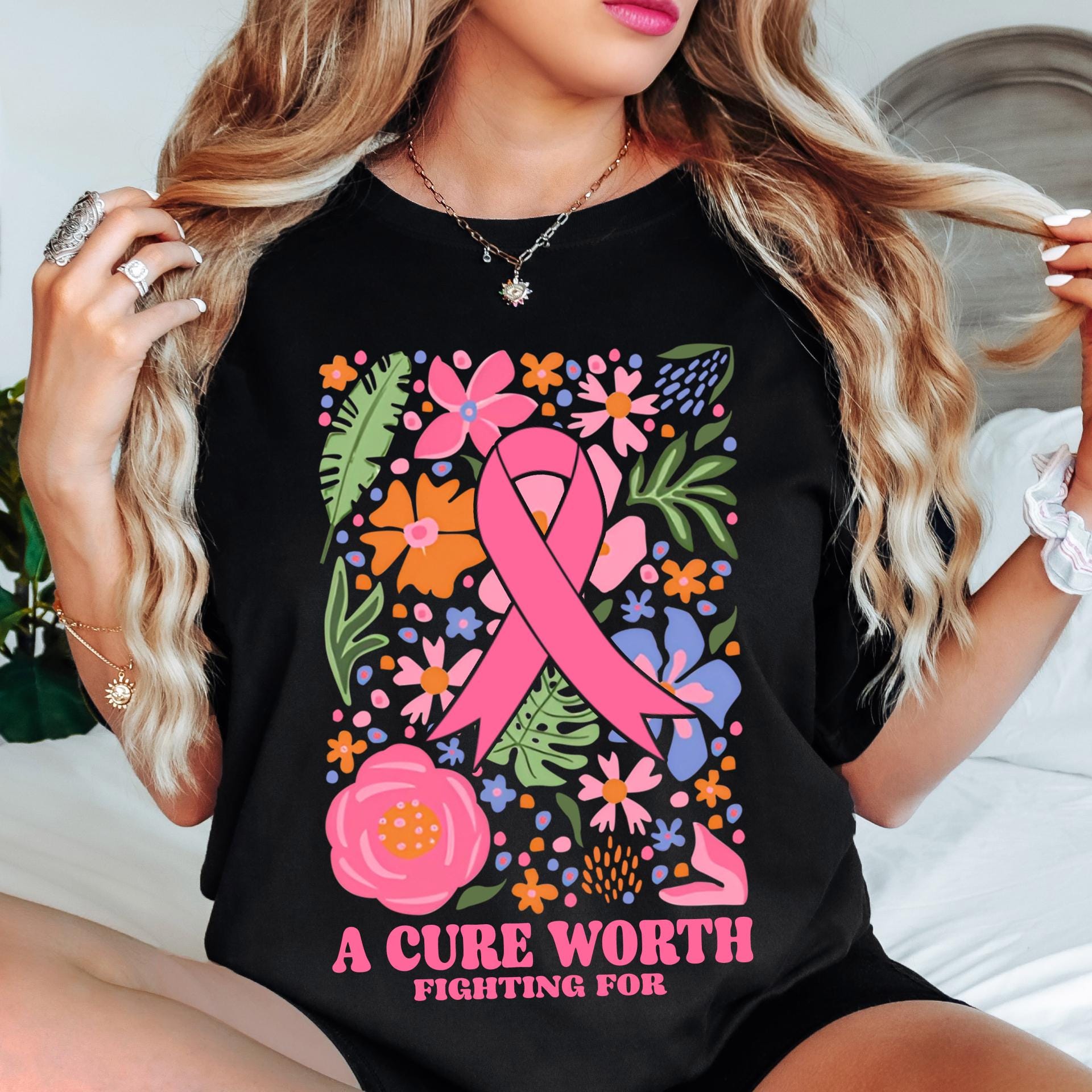Comfort Colors Boho Floral Breast Cancer Awareness Shirt