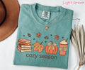 Comfort Colors® Cozy Season Shirt, Fall Pumpkin Shirt, Book Lover Gift, Women's Fall Coffee Latte Shirt, Autumn Shirt, Pumpkin Spice Shirt