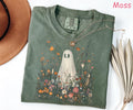 Comfort Colors® Wildflowers Ghost Shirt, Floral Ghost Halloween Shirt, Vintage Halloween T-Shirt, Spooky Season Shirt, Cute Halloween Gift