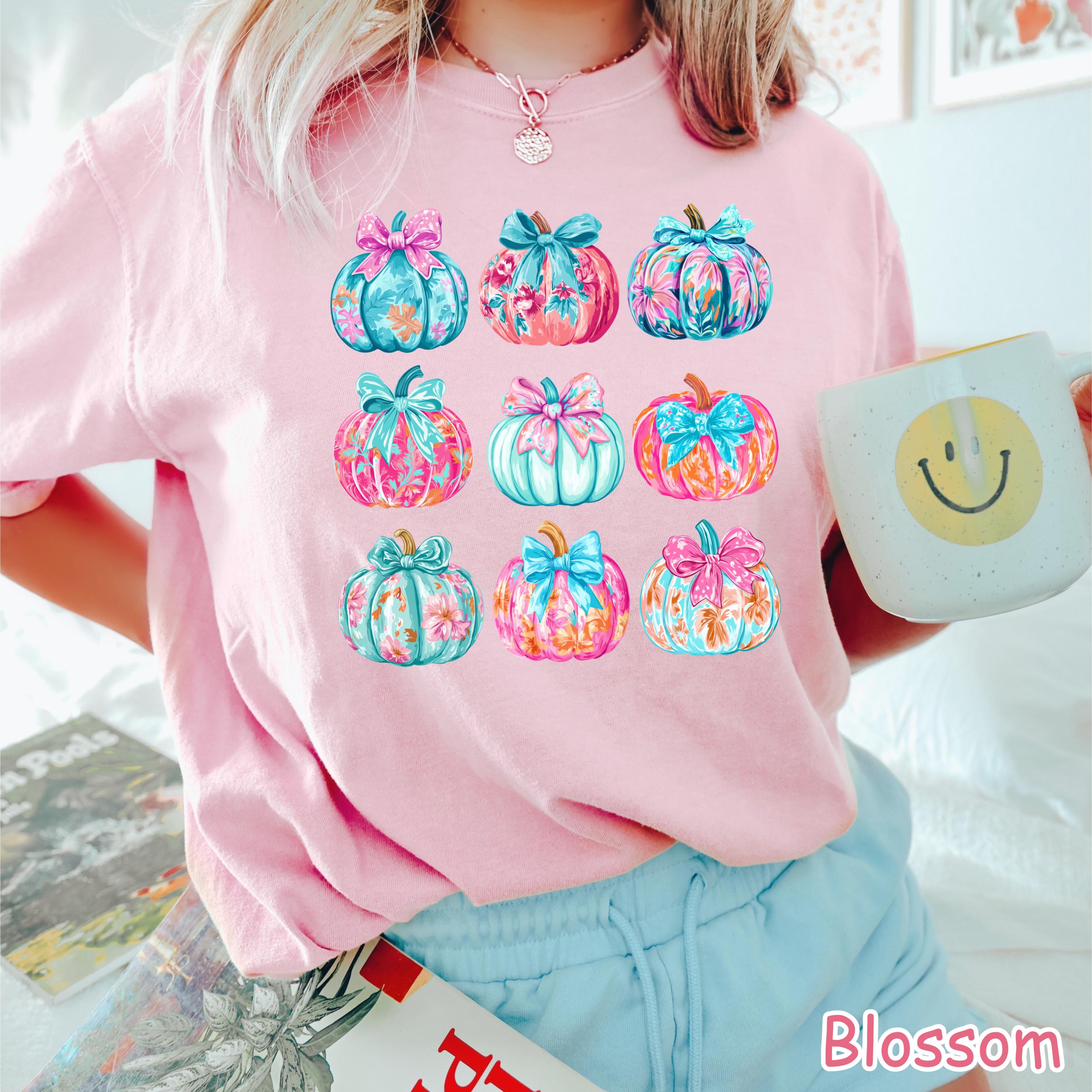 Comfort Colors® Coquette Pumpkin Shirt, Cute Fall Pumpkins Shirt, Preppy Fall Shirt, Autumn Shirt, Floral Pumpkin Tee, Cozy Fall Shirt Women