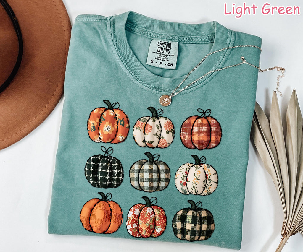 Comfort Colors® Patchwork Pumpkin Shirt, Retro Fall Pumpkin Shirt, Vintage Pumpkins Tee, Autumn Harvest Shirt, Pumpkin Patch Shirt for Women
