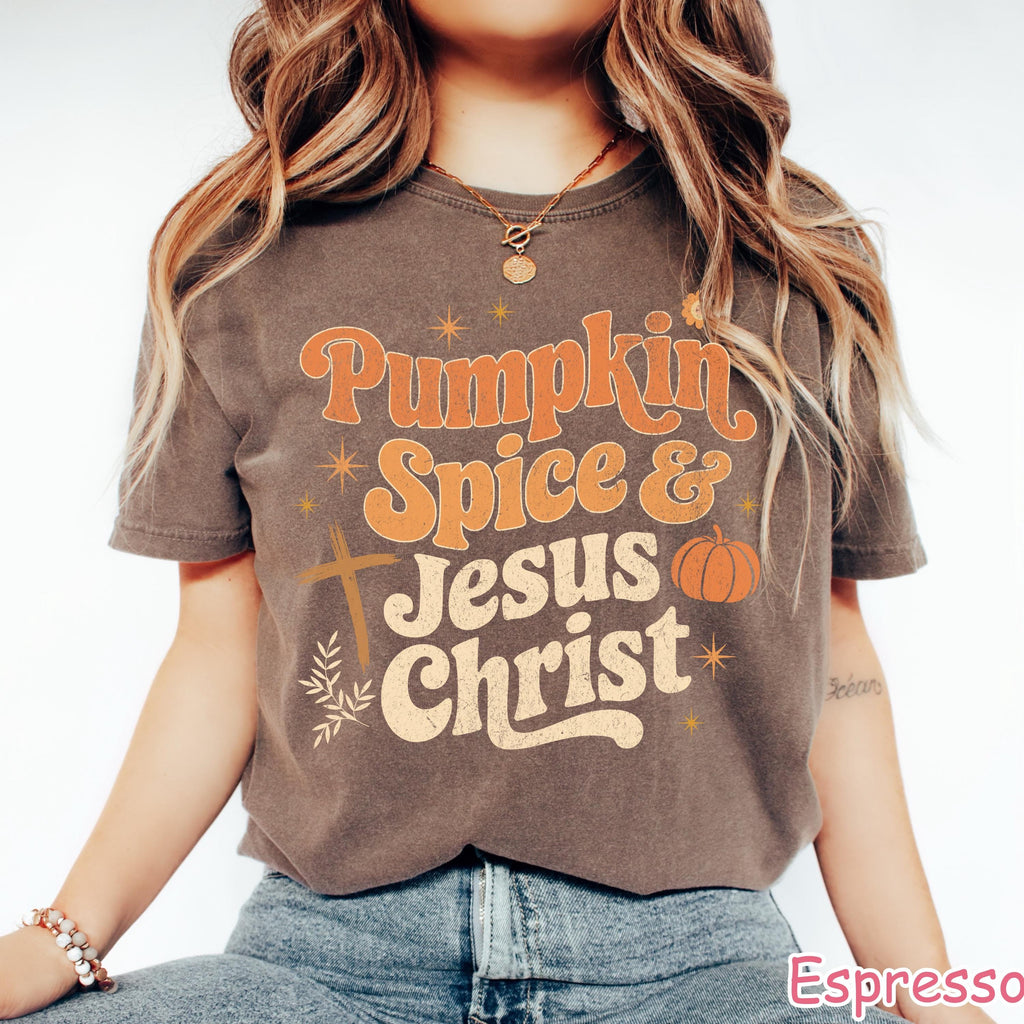 Comfort Colors® Christian Fall Shirt, Pumpkin Spice and Jesus Christ Shirt, Religious Autumn Shirt, Faith Shirt, Pumpkin Fall Graphic Tee