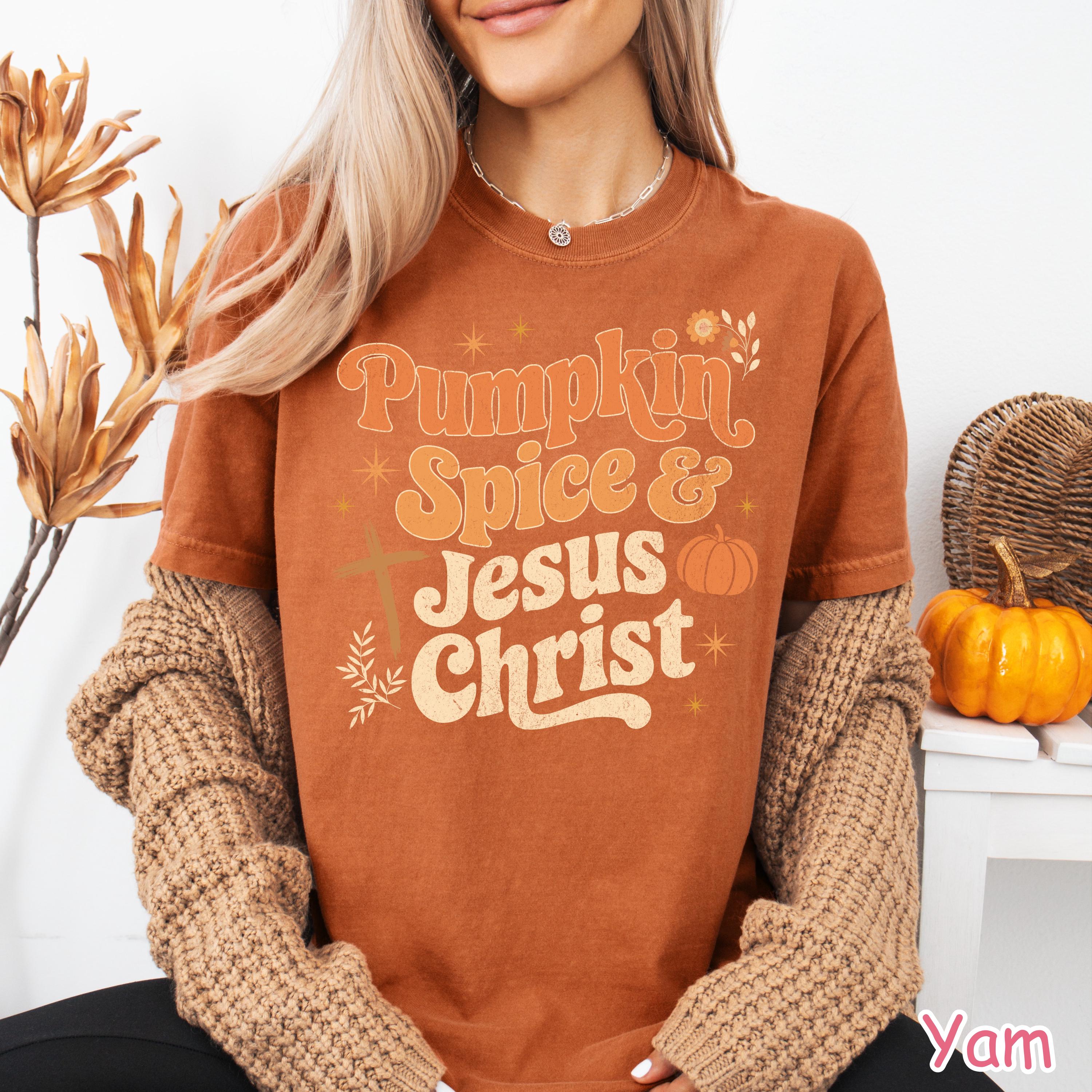 Comfort Colors® Christian Fall Shirt, Pumpkin Spice and Jesus Christ Shirt, Religious Autumn Shirt, Faith Shirt, Pumpkin Fall Graphic Tee