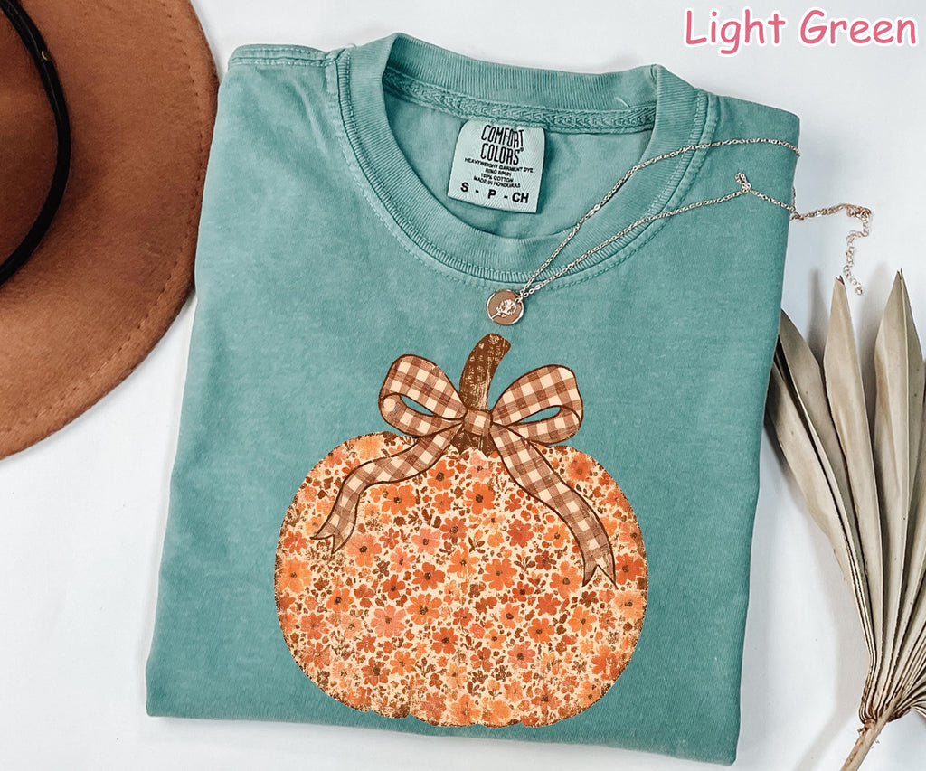 Comfort Colors® Boho Floral Pumpkin Shirt, Coquette Fall Pumpkin Shirt, Pumpkin Patch Shirt, Cute Autumn Shirt, Vintage Fall Shirt for Women