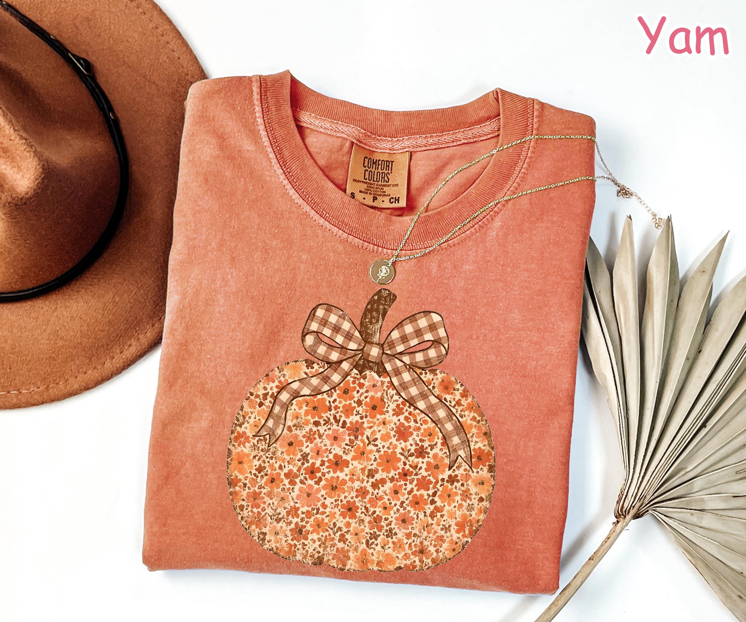 Comfort Colors® Boho Floral Pumpkin Shirt, Coquette Fall Pumpkin Shirt, Pumpkin Patch Shirt, Cute Autumn Shirt, Vintage Fall Shirt for Women