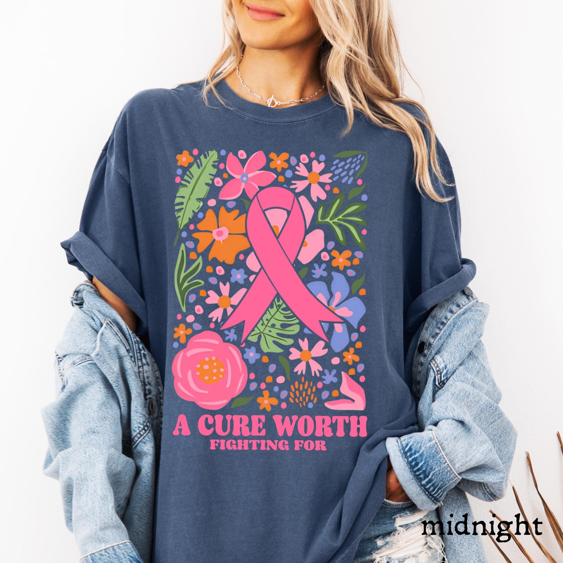 Comfort Colors Boho Floral Breast Cancer Awareness Shirt