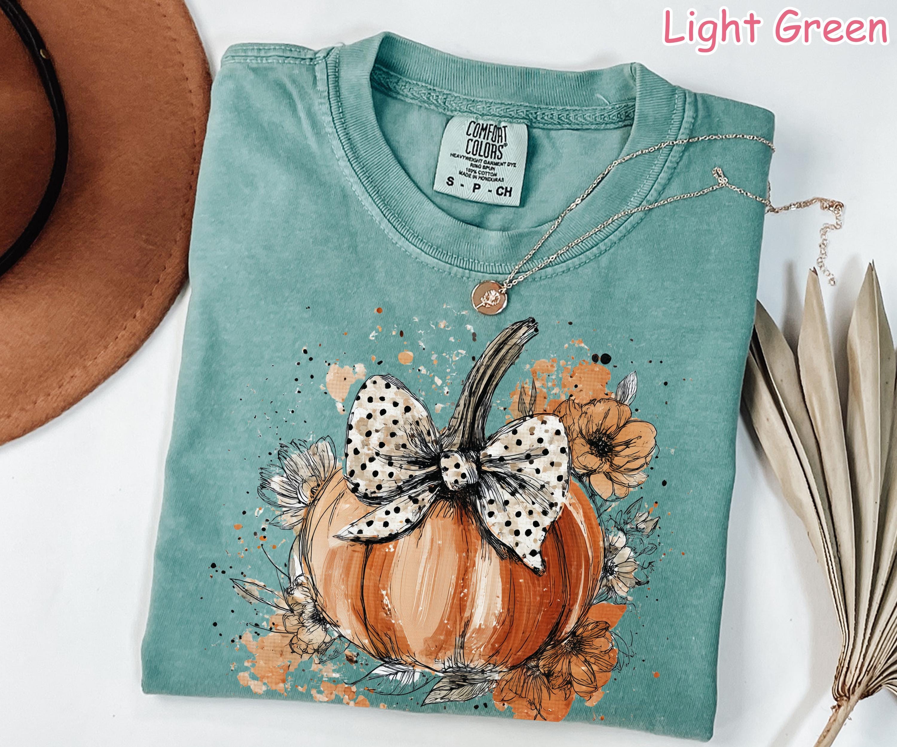 Comfort Colors® Floral Fall Pumpkin Shirt, Retro Pumpkin Bow Shirt, Coquette Fall Shirt, Cozy Autumn Shirt, Women's Halloween Flowers Tshirt