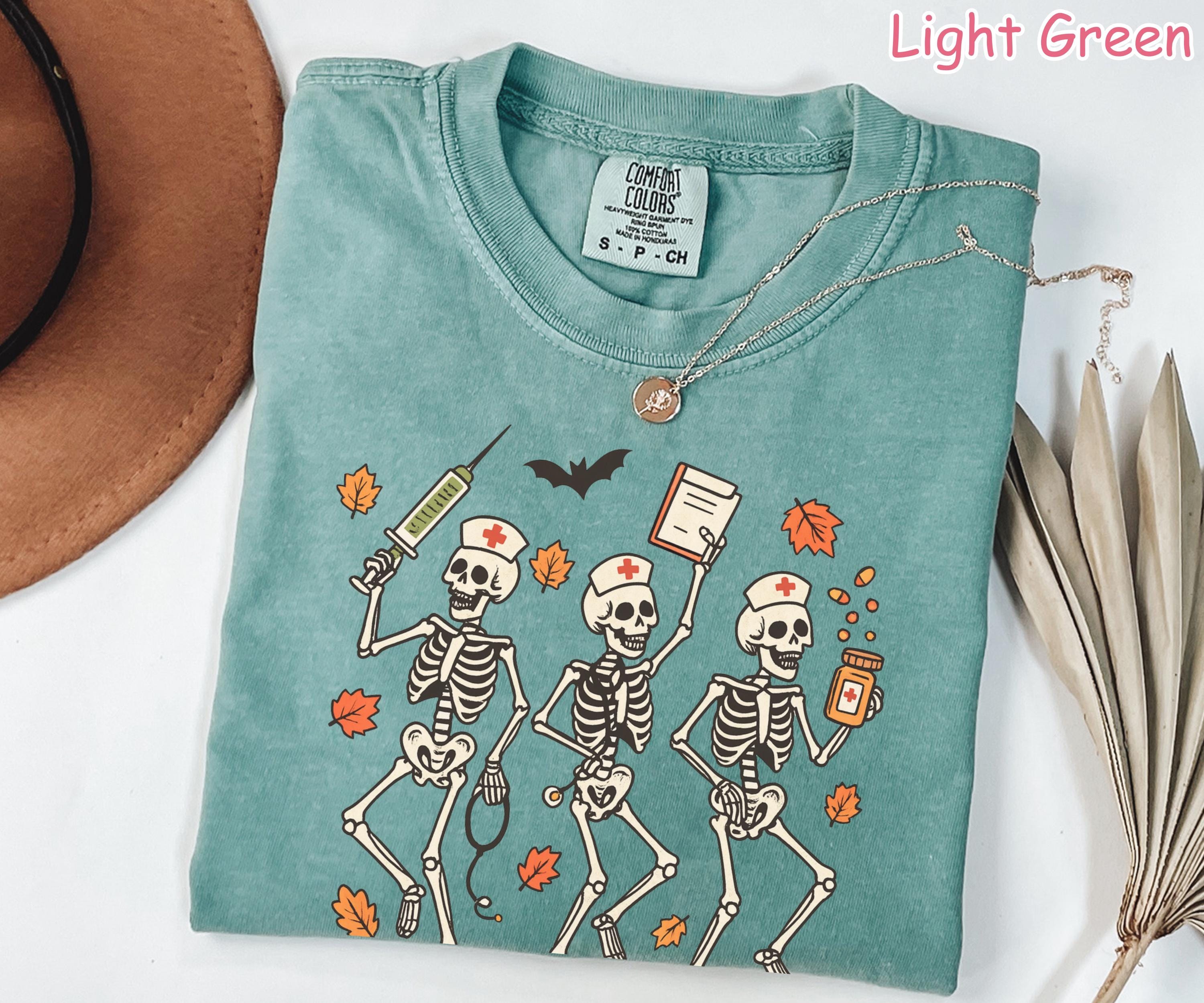 Comfort Colors Halloween Nurse Shirt, Funny Nurse Skeleton Shirt, Halloween Nurse Gift, Fall RN Shirt, Spooky Nurse T-Shirt, Gift for Nurse