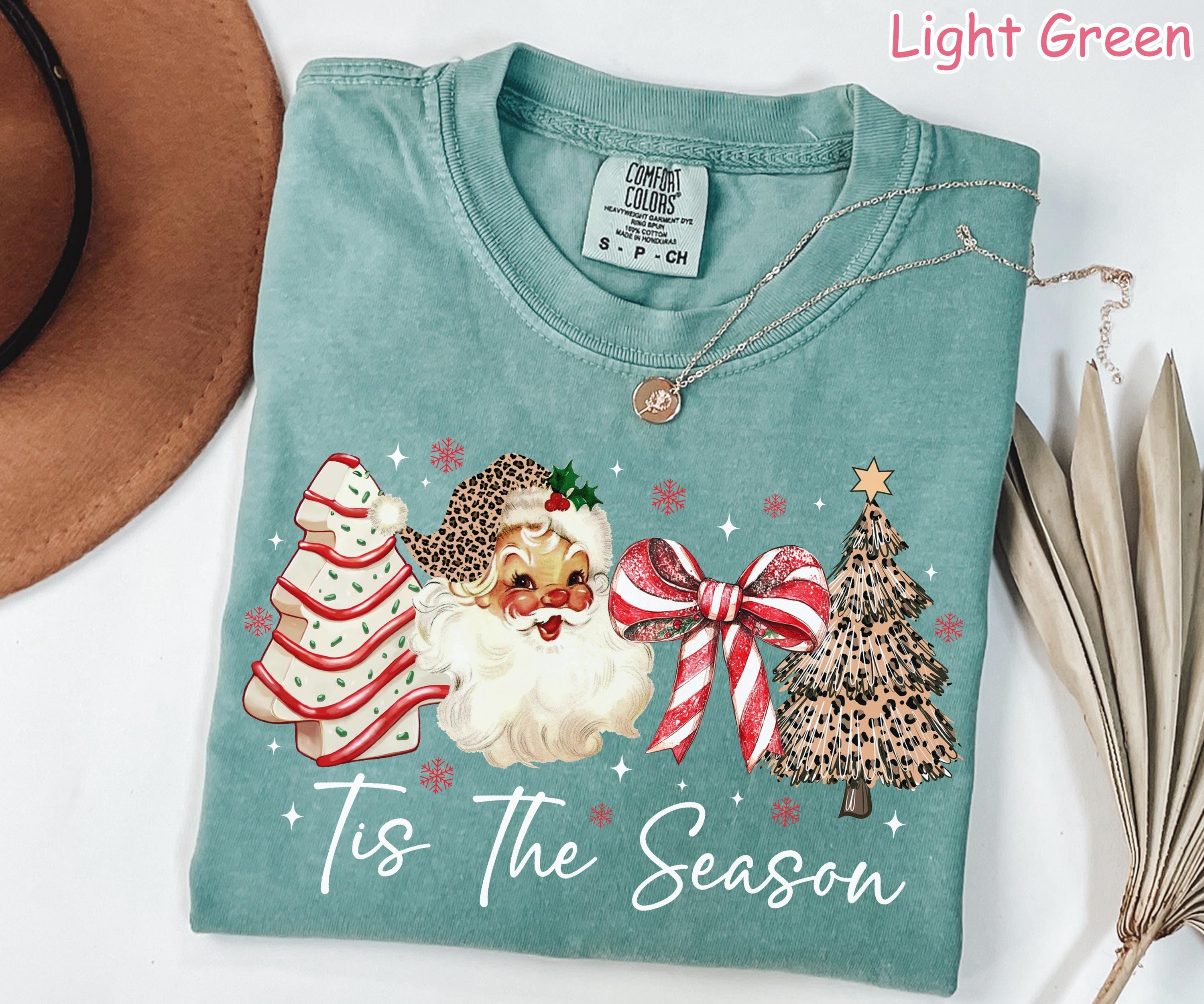 Comfort Colors Christmas Shirt: Leopard Tree, Retro Santa Tee