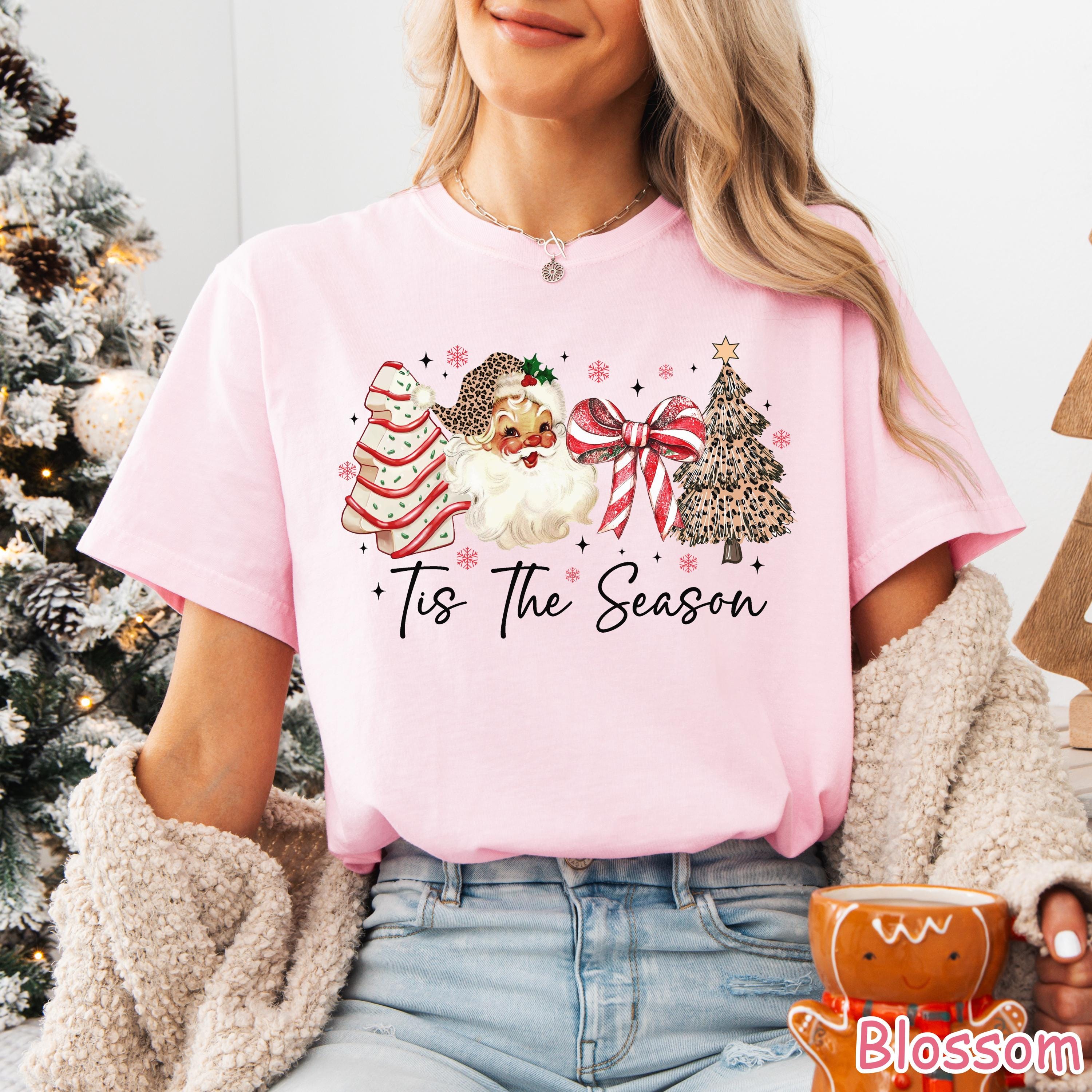 Comfort Colors Christmas Shirt: Leopard Tree, Retro Santa Tee