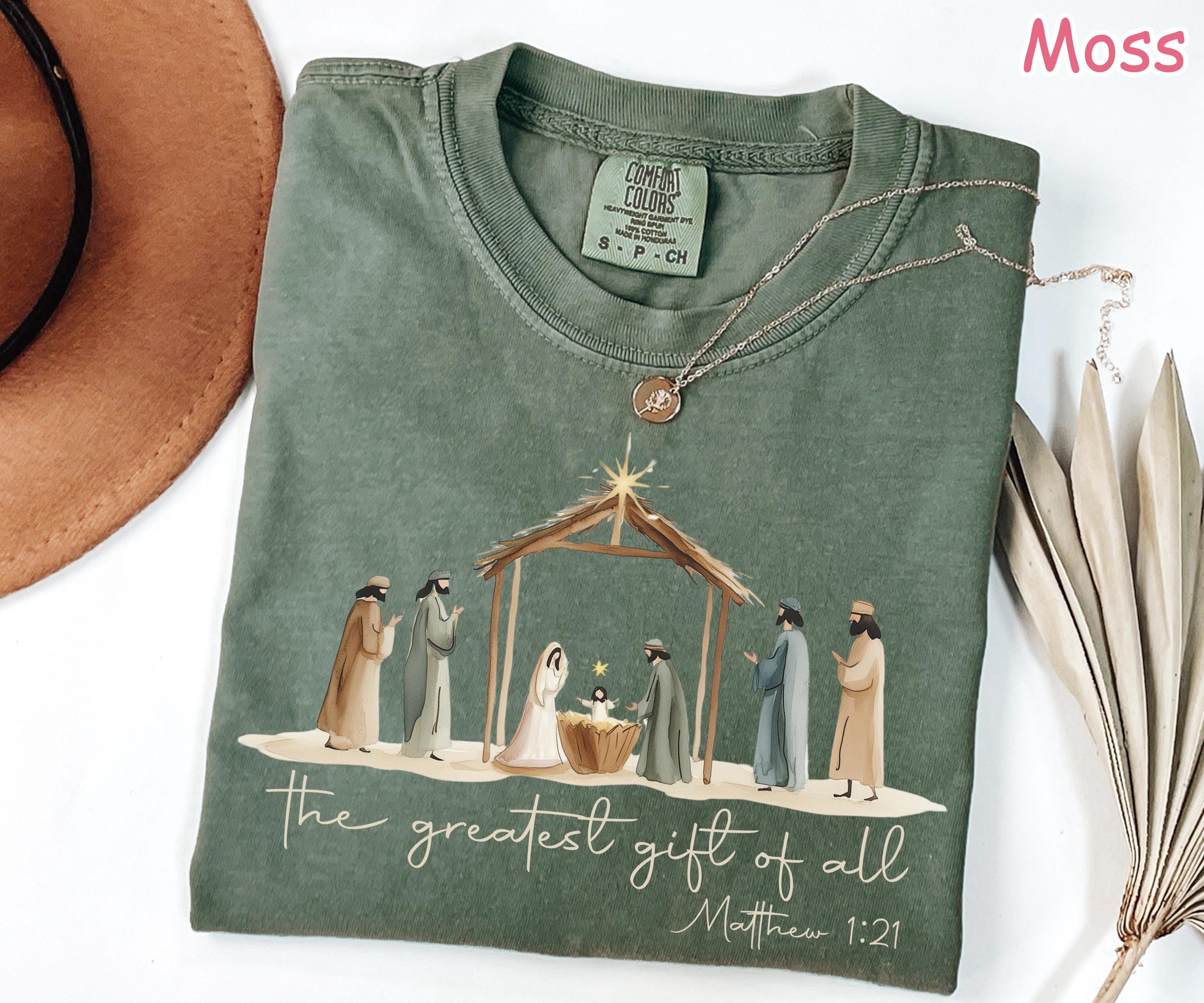 Comfort Colors® The Greatest Gift of All Shirt, Christian Christmas Shirt, Nativity Shirt, Religious Christmas Gift, Faith Based Holiday Tee