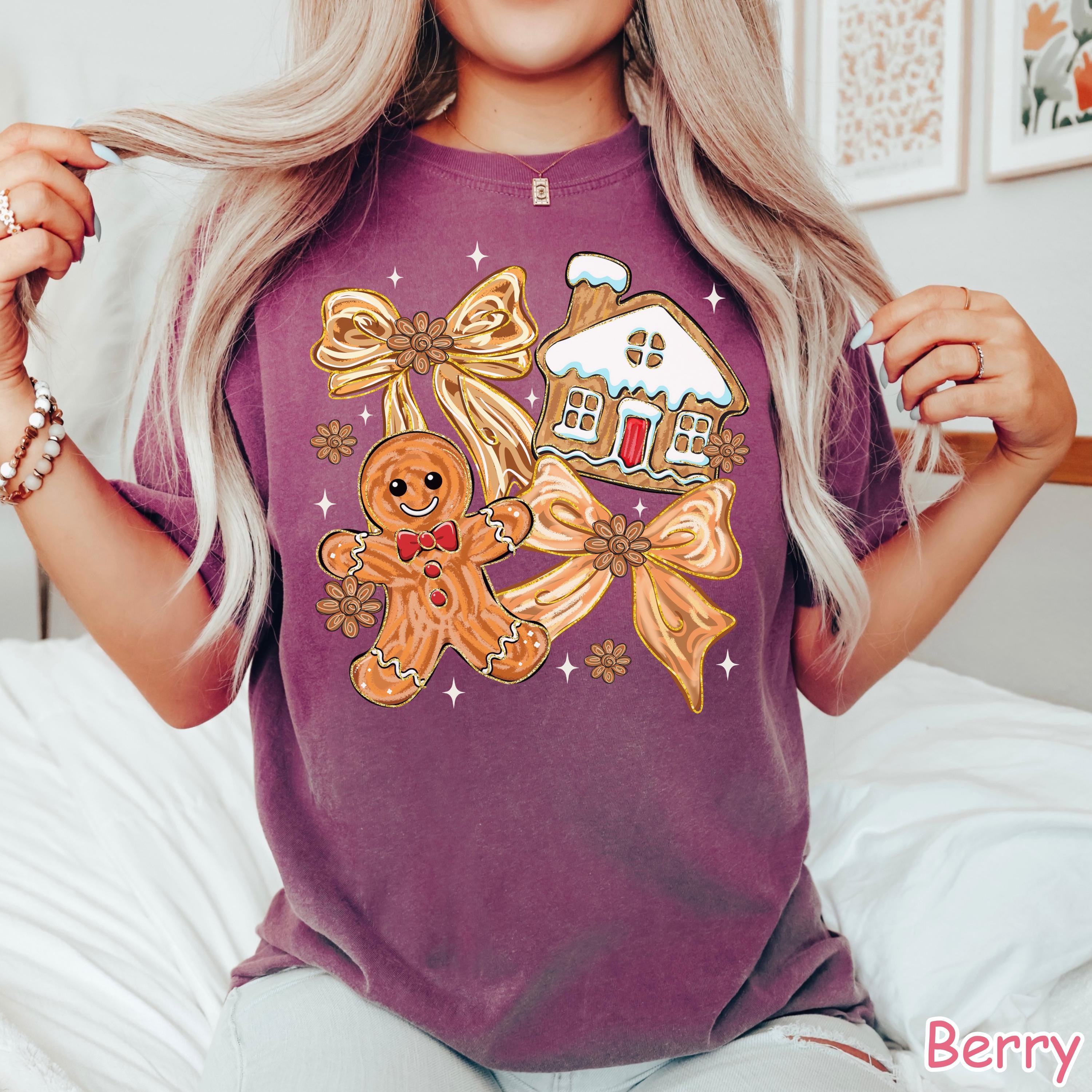 Comfort Colors® Gingerbread Shirt, Christmas Cookie Shirt, Women's Holiday Shirt Coquette Christmas Merry Christmas Tis The Season Xmas Gift