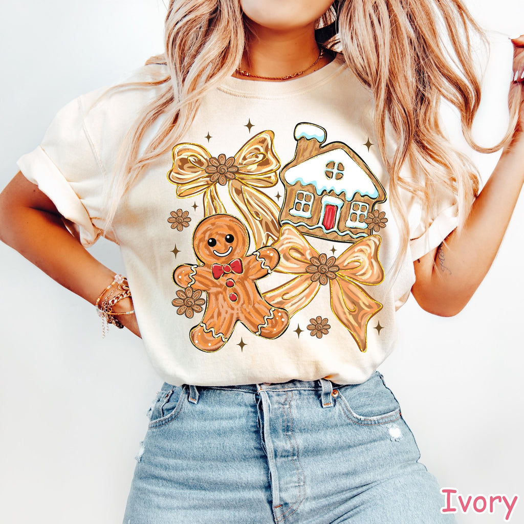 Comfort Colors® Gingerbread Shirt, Christmas Cookie Shirt, Women's Holiday Shirt Coquette Christmas Merry Christmas Tis The Season Xmas Gift