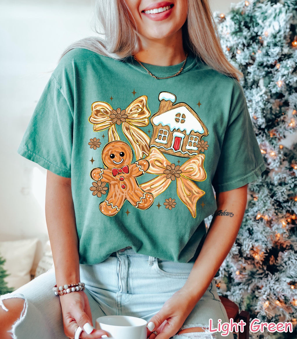 Comfort Colors® Gingerbread Shirt, Christmas Cookie Shirt, Women's Holiday Shirt Coquette Christmas Merry Christmas Tis The Season Xmas Gift