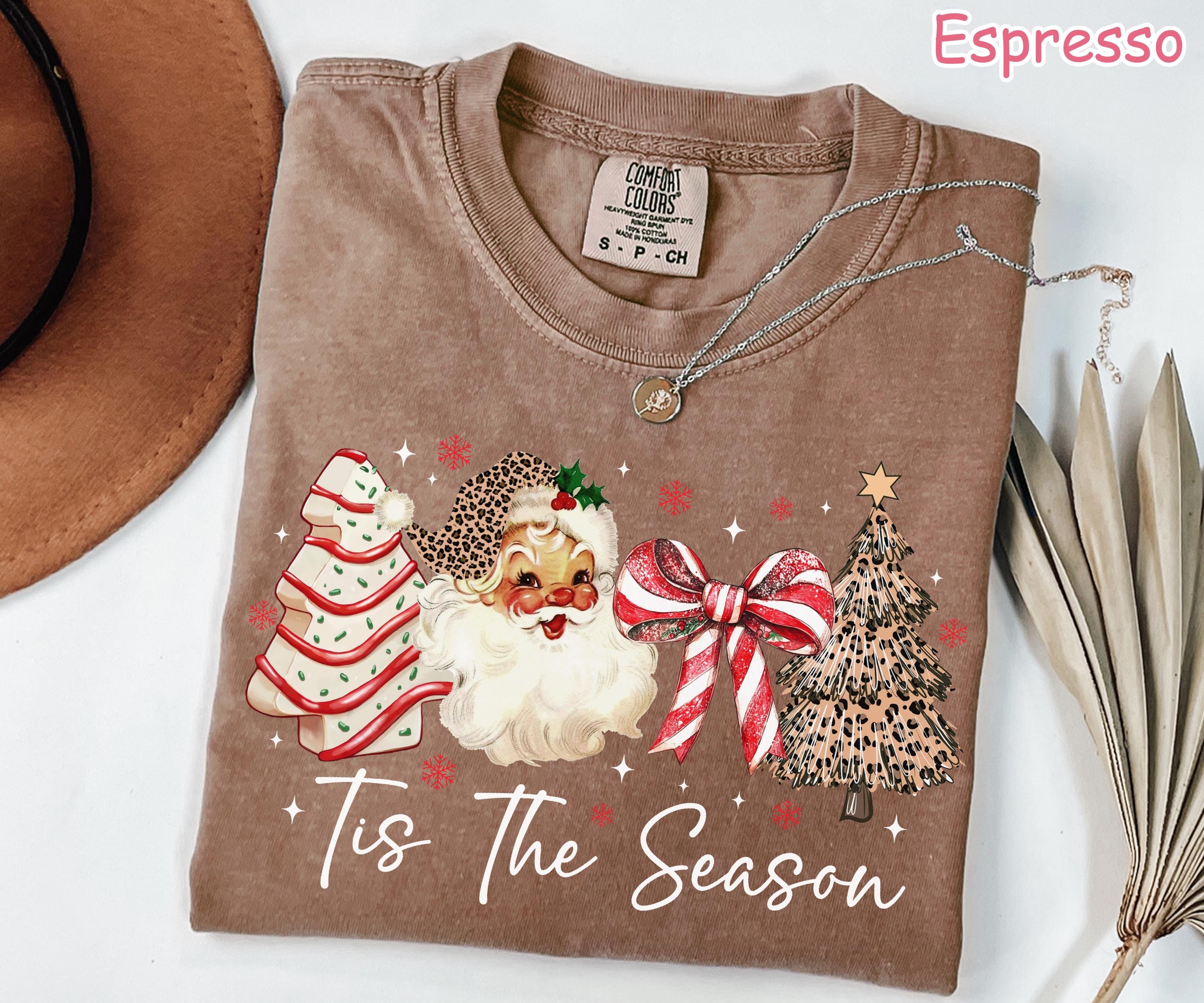 Comfort Colors Christmas Shirt: Leopard Tree, Retro Santa Tee