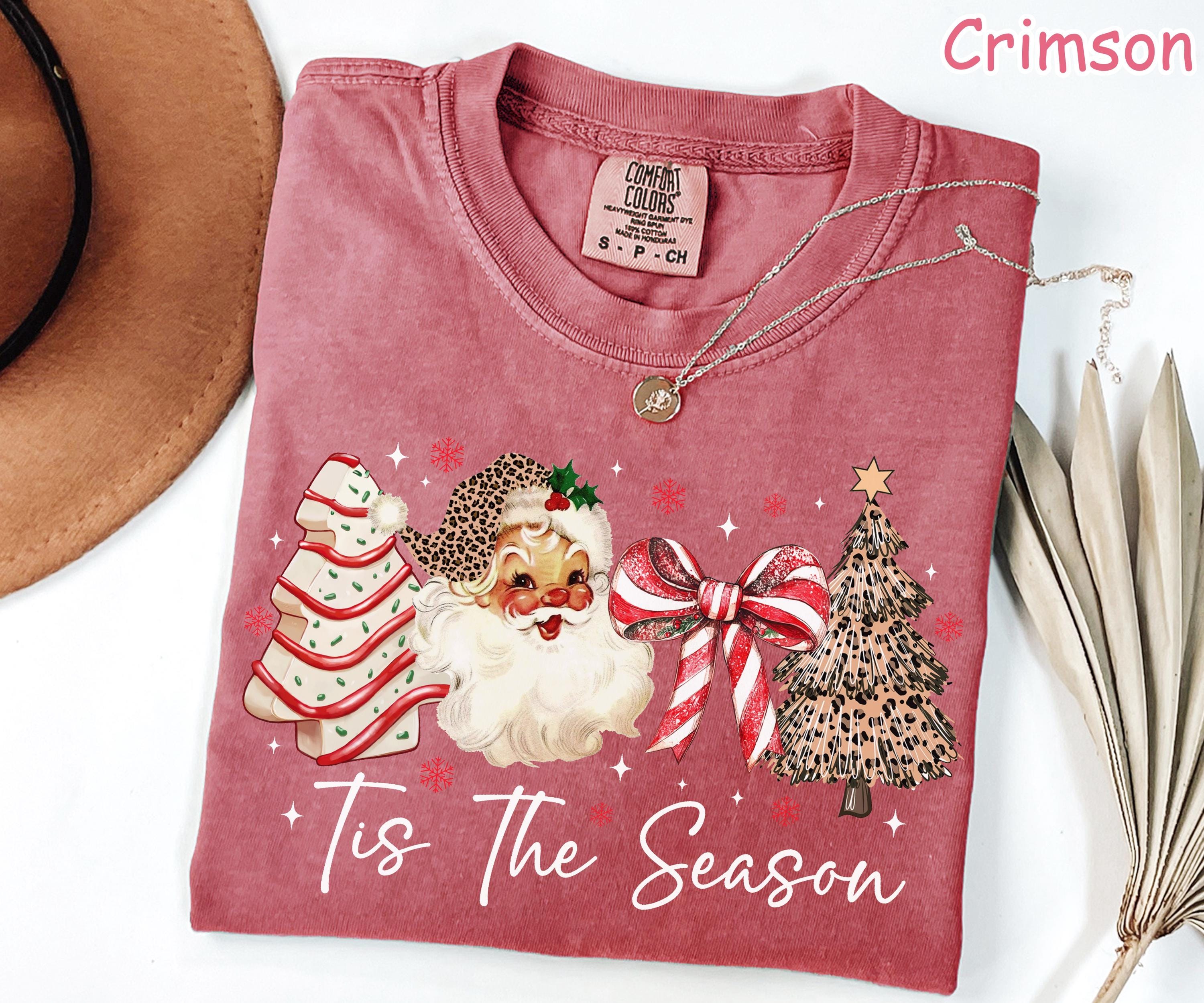 Comfort Colors Christmas Shirt: Leopard Tree, Retro Santa Tee